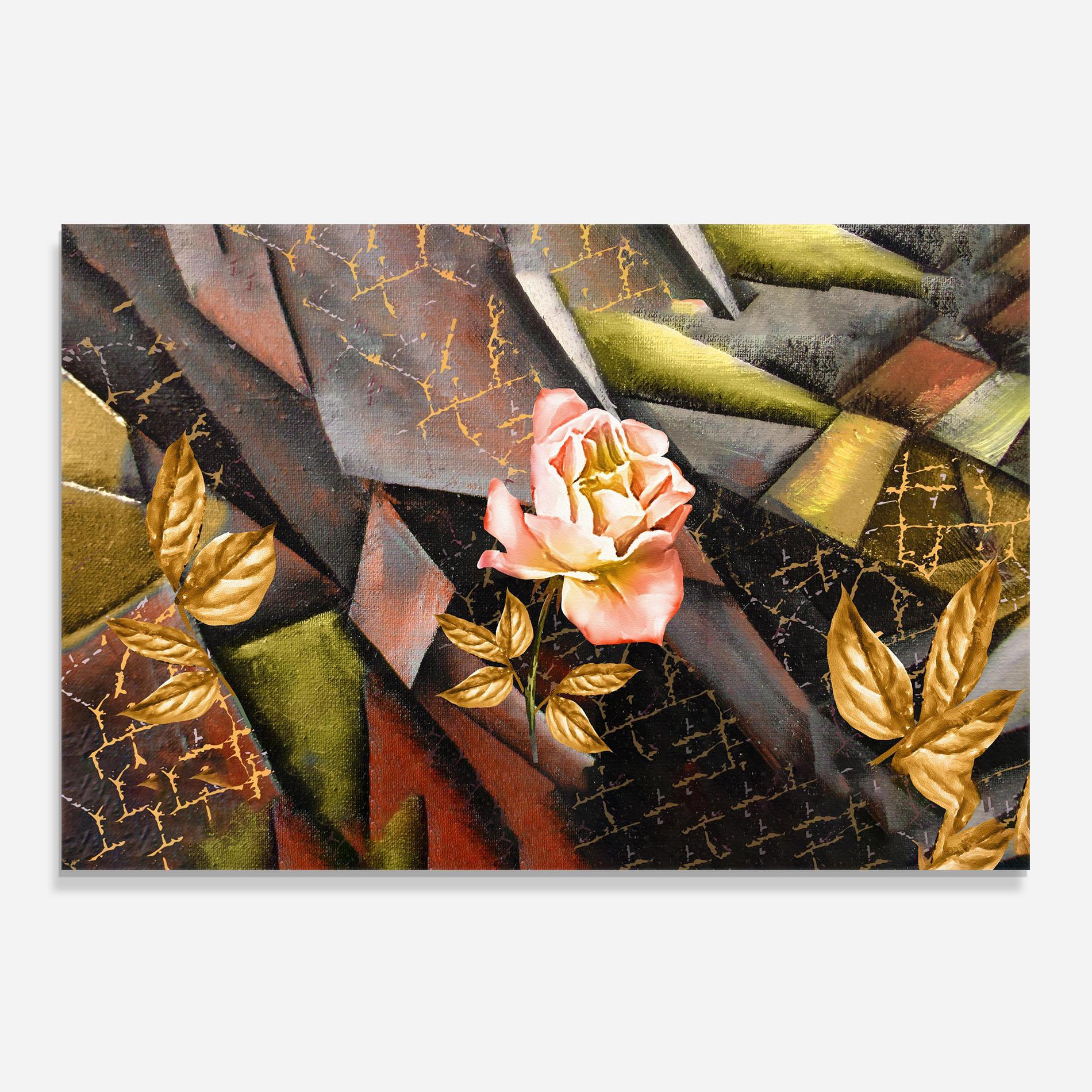 Panou Sticla Bucatarie Golden Rose mockup 0