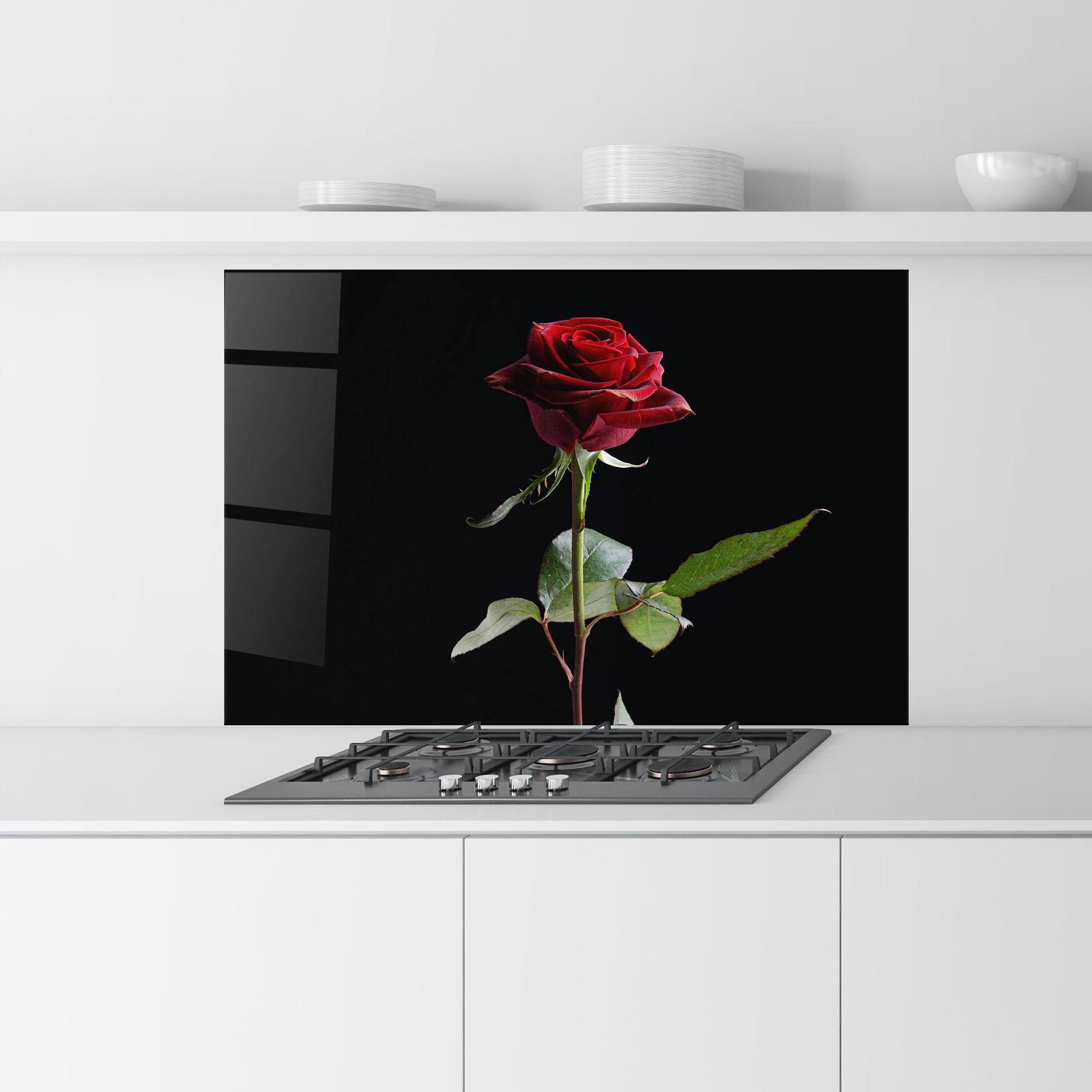 Panou Sticla Bucatarie Beautiful Red Rose mockup 9