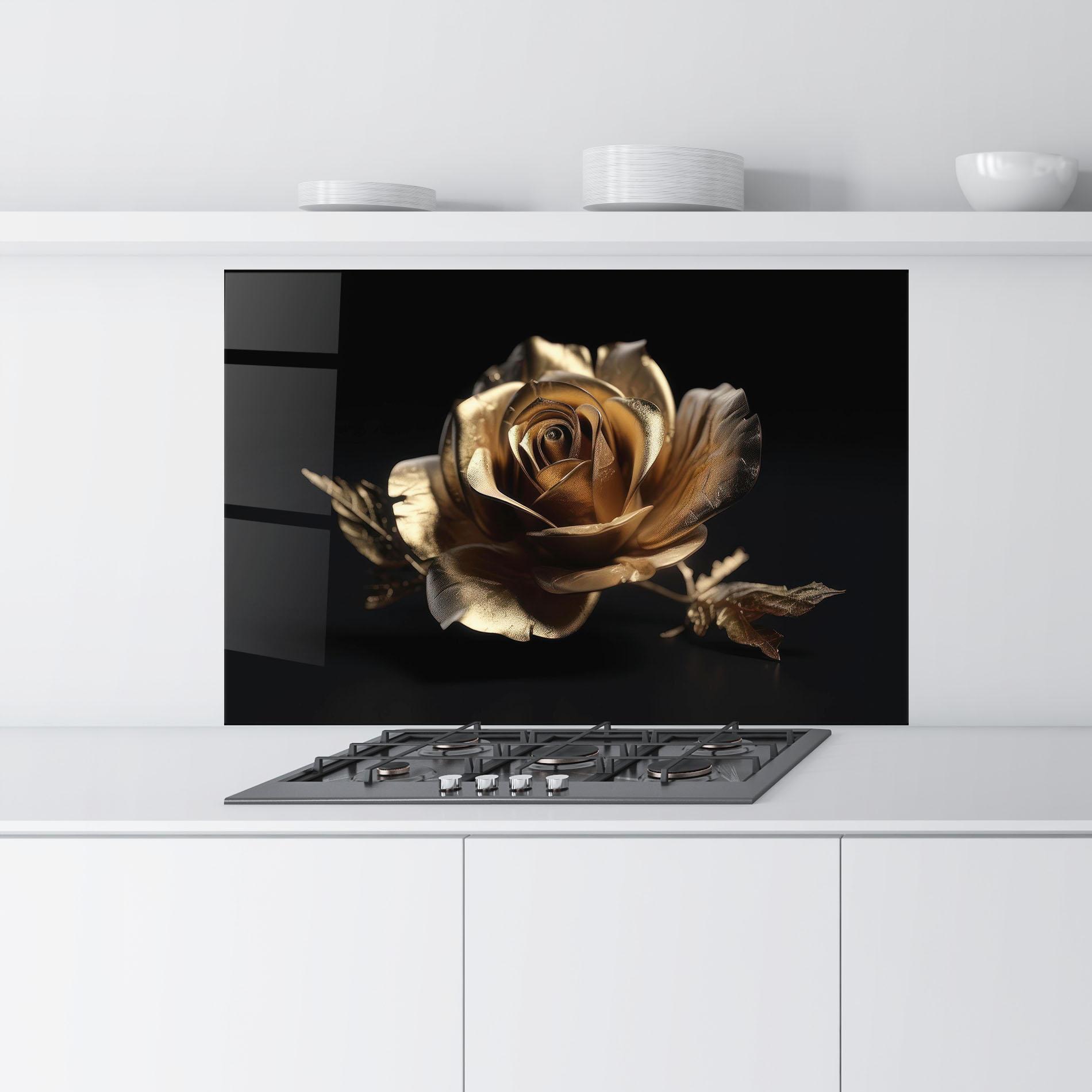 Panou Sticla Bucatarie Gold Rose mockup 9