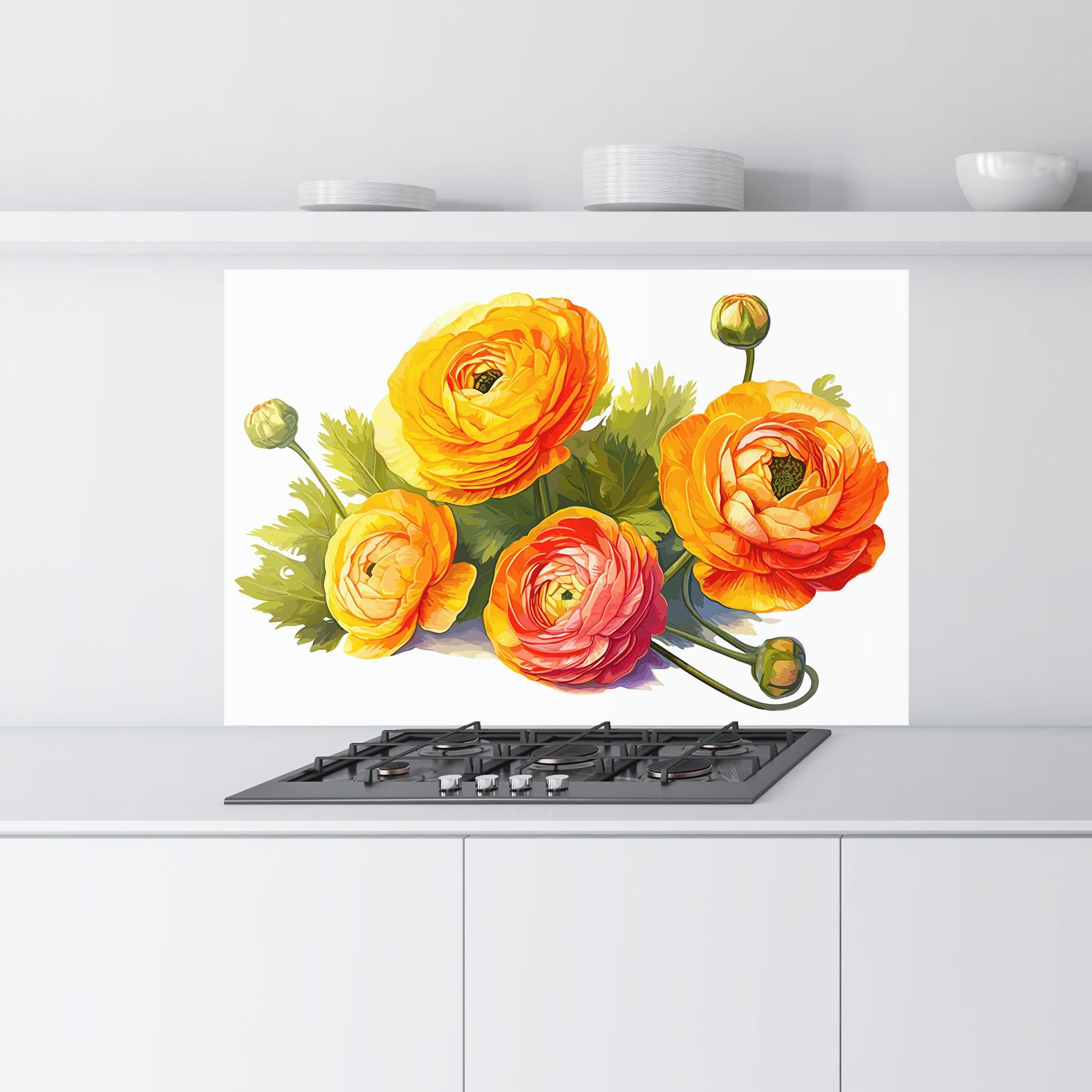 Panou Sticla Bucatarie Orange Roses mockup 9