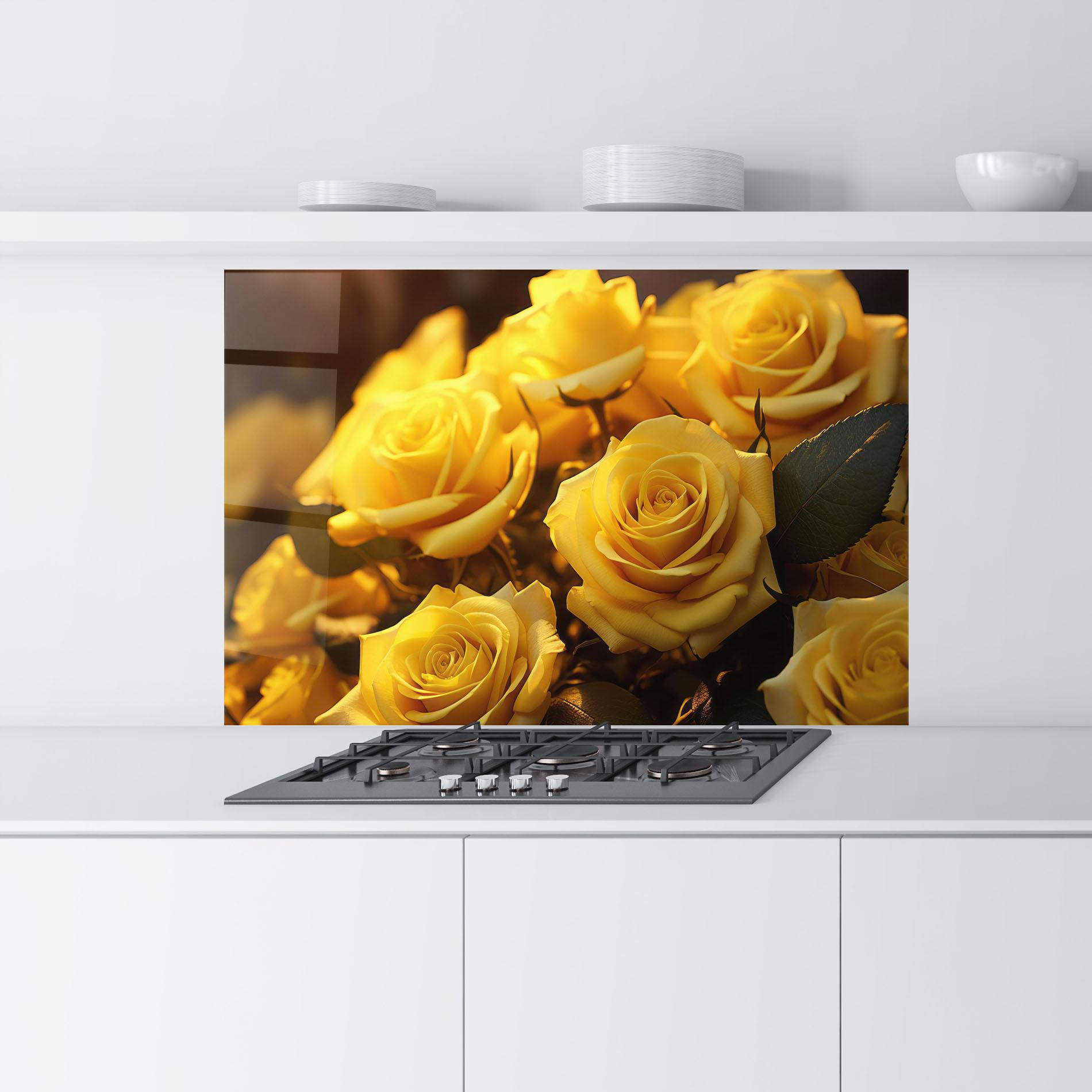 Panou Sticla Bucatarie Yellow Rose mockup 9