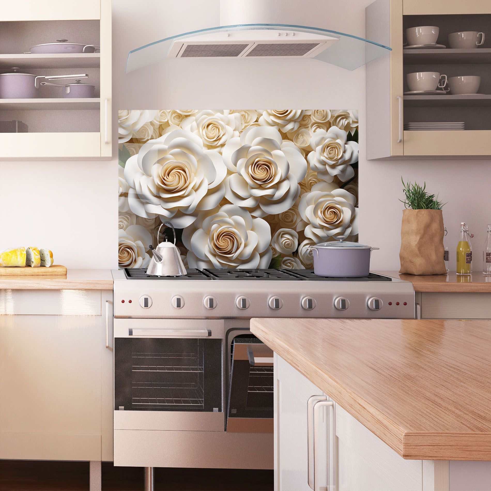 Cream Roses Wall mockup 1