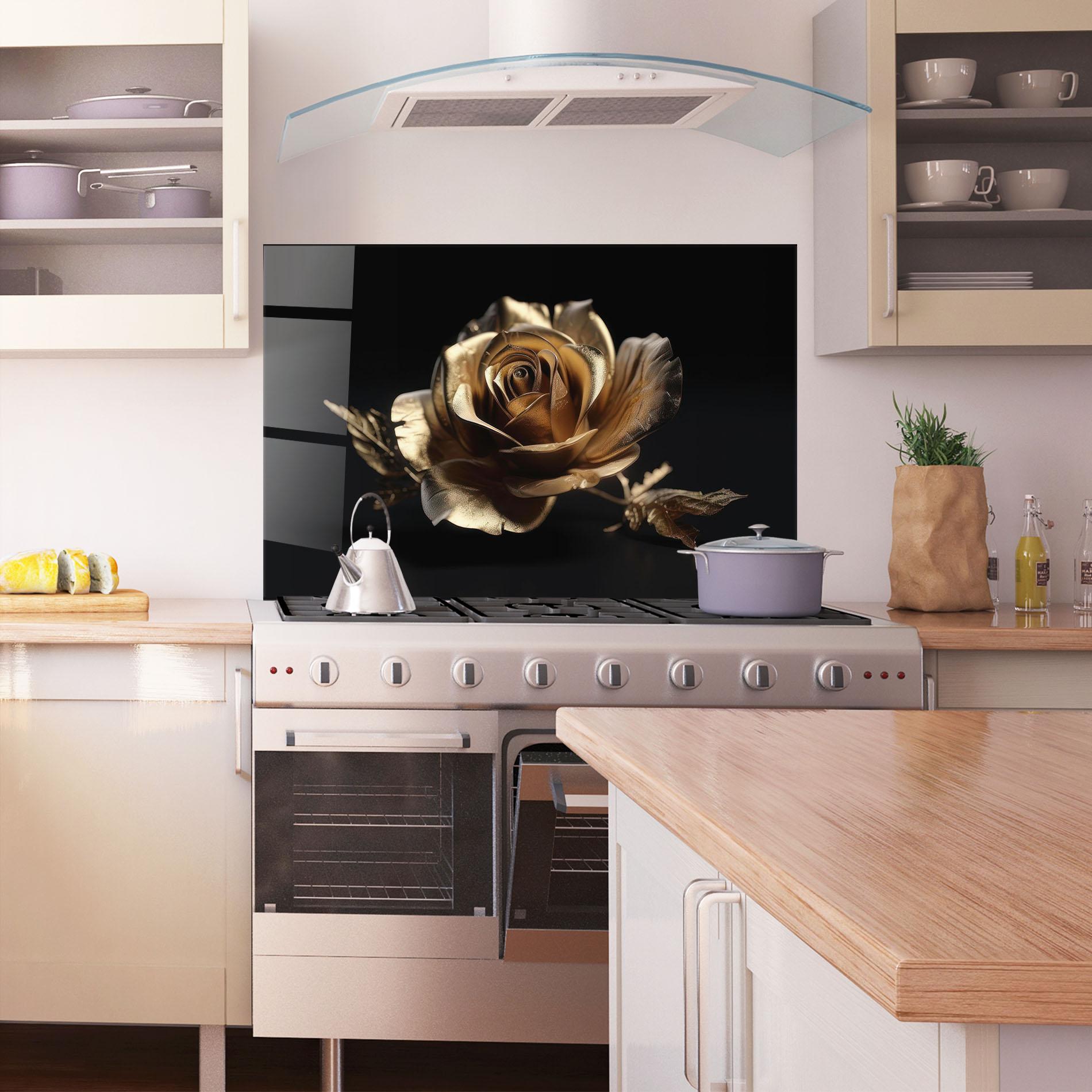 Panou Sticla Bucatarie Gold Rose mockup 1