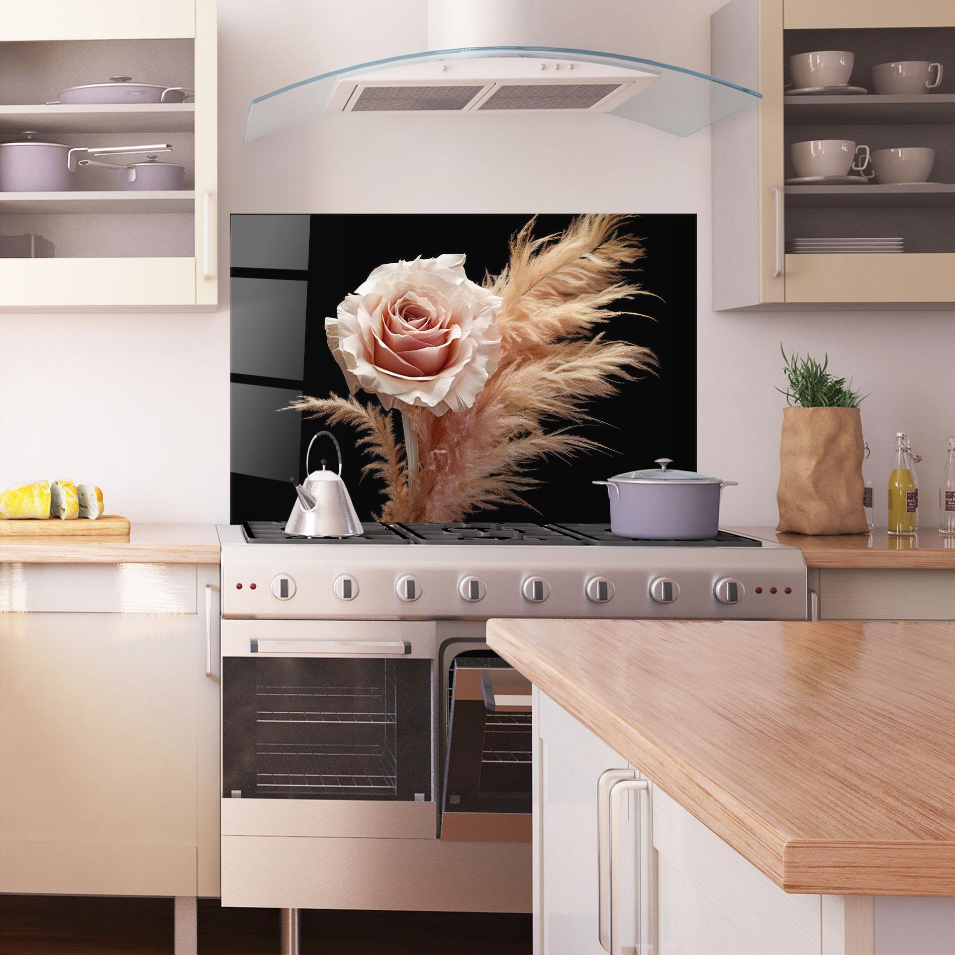 Panou Sticla Bucatarie Light Pink Rose mockup 1