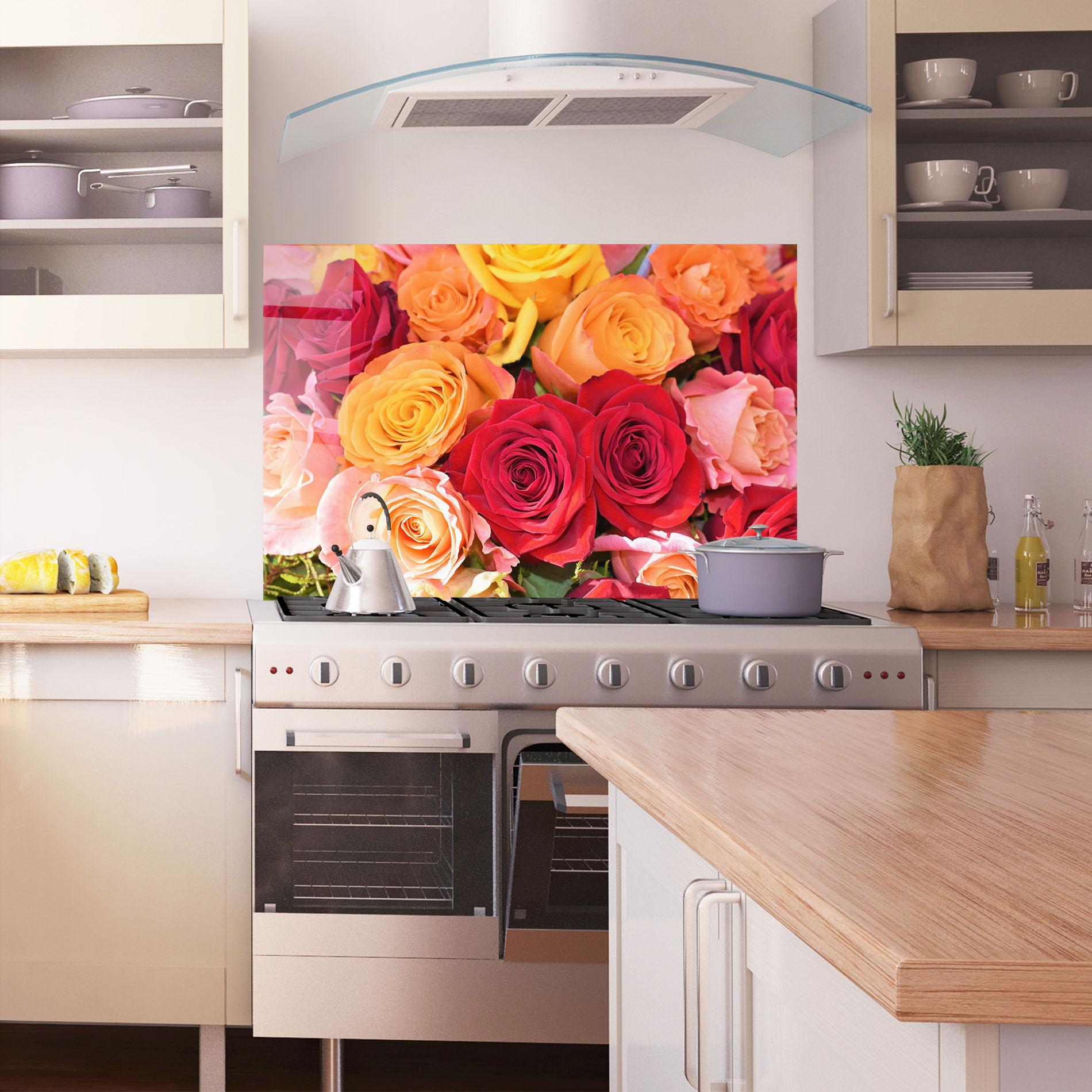 Panou Sticla Bucatarie Mixed Roses mockup 1