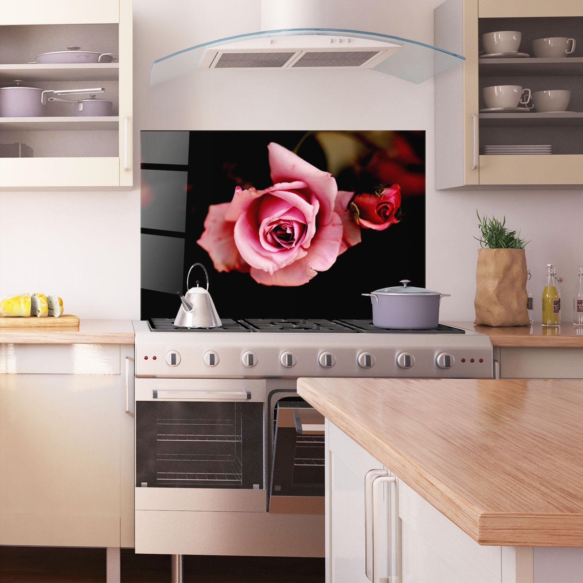 Panou Sticla Bucatarie Opened Pink Rose mockup 1