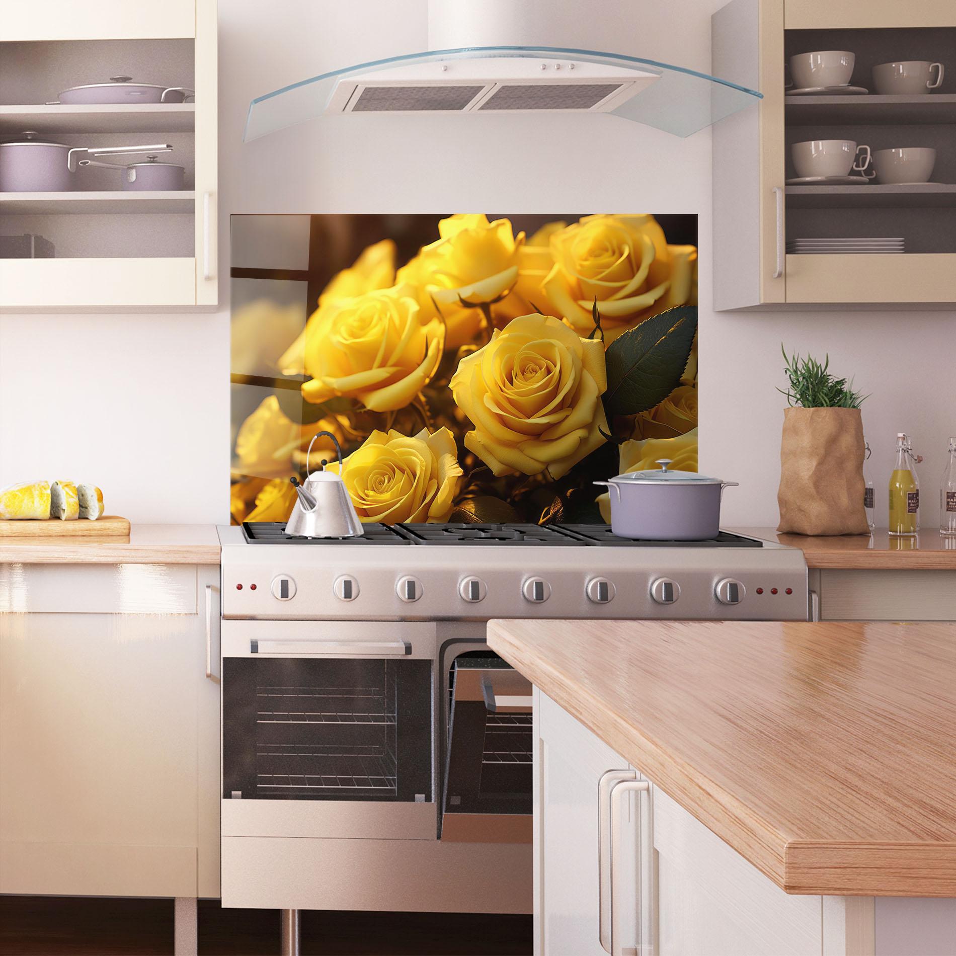 Panou Sticla Bucatarie Yellow Rose mockup 1