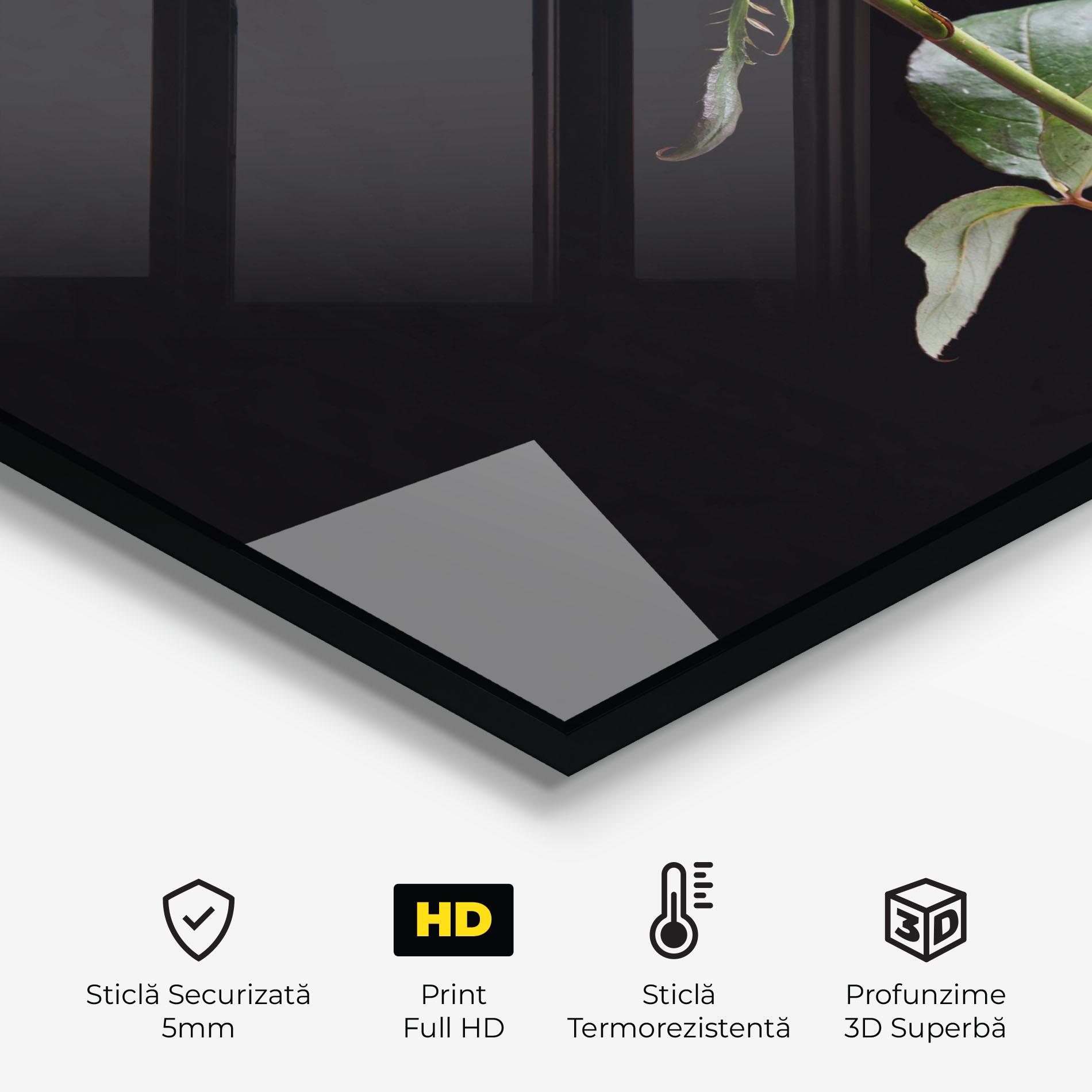 Panou Sticla Bucatarie Beautiful Red Rose mockup 2