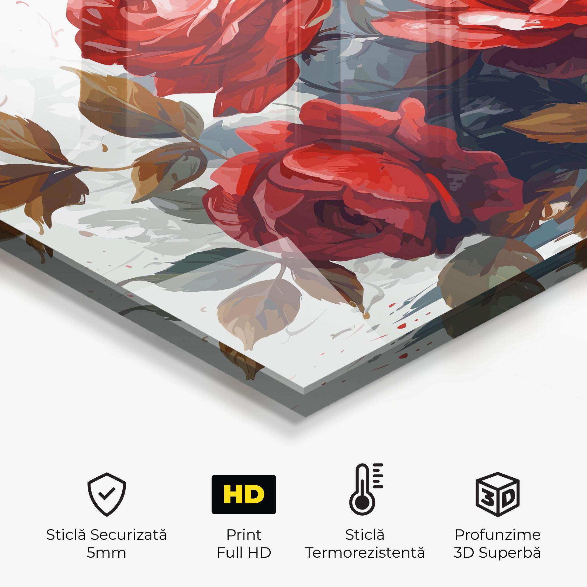 Panou Sticla Bucatarie Beautiful Red Roses mockup 2