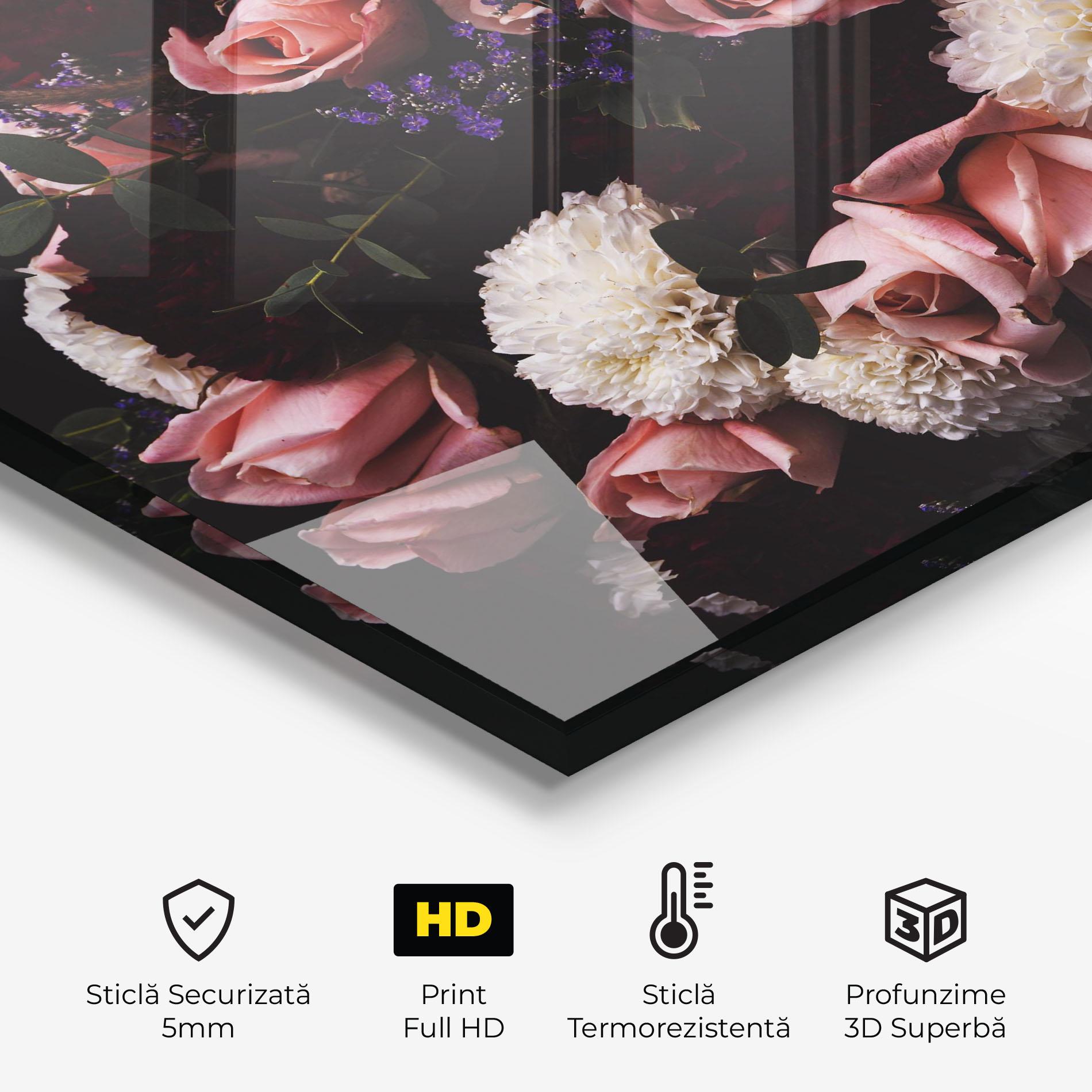 Panou Sticla Bucatarie Buchet De Trandafiri mockup 2