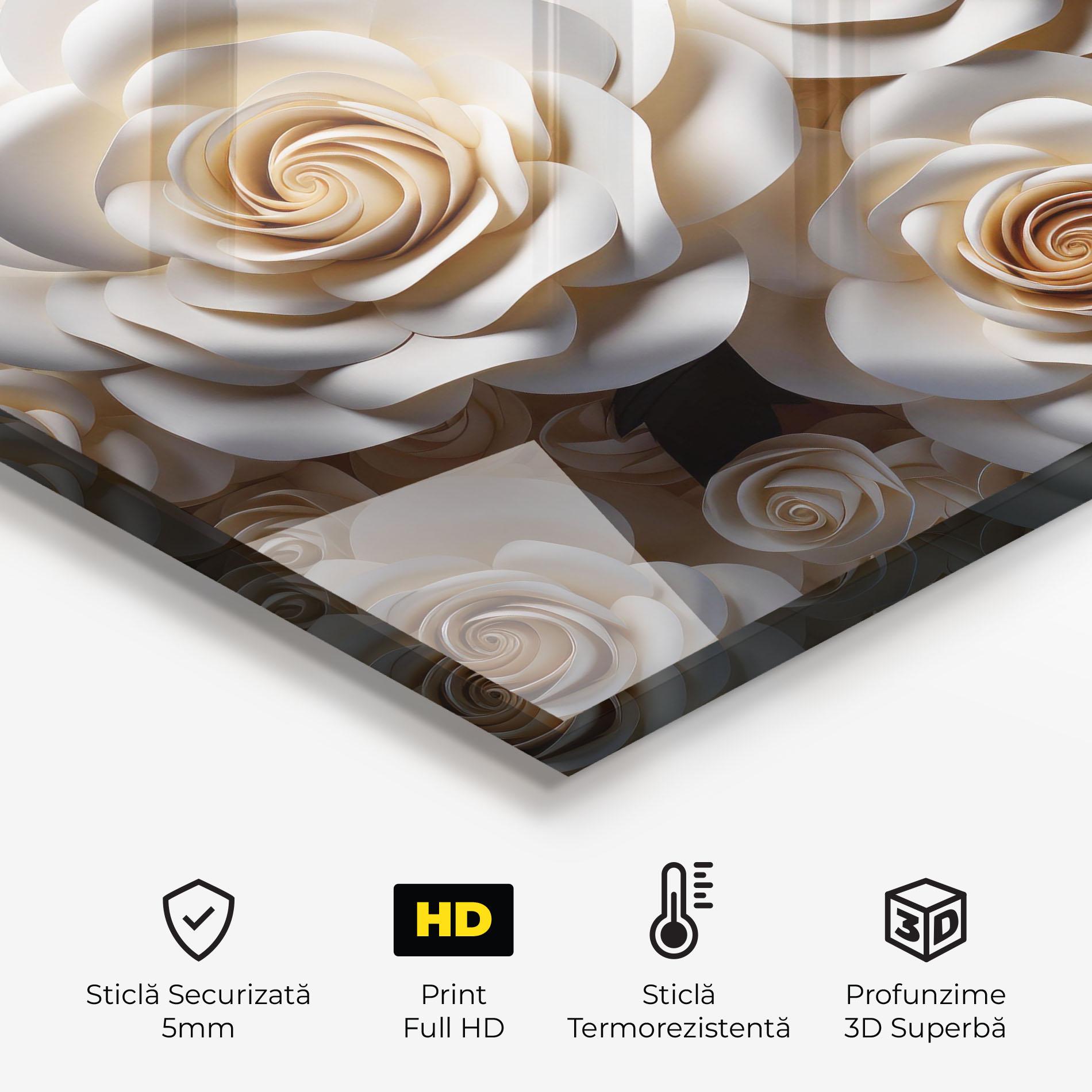 Panou Sticla Bucatarie Cream Roses Wall mockup 2
