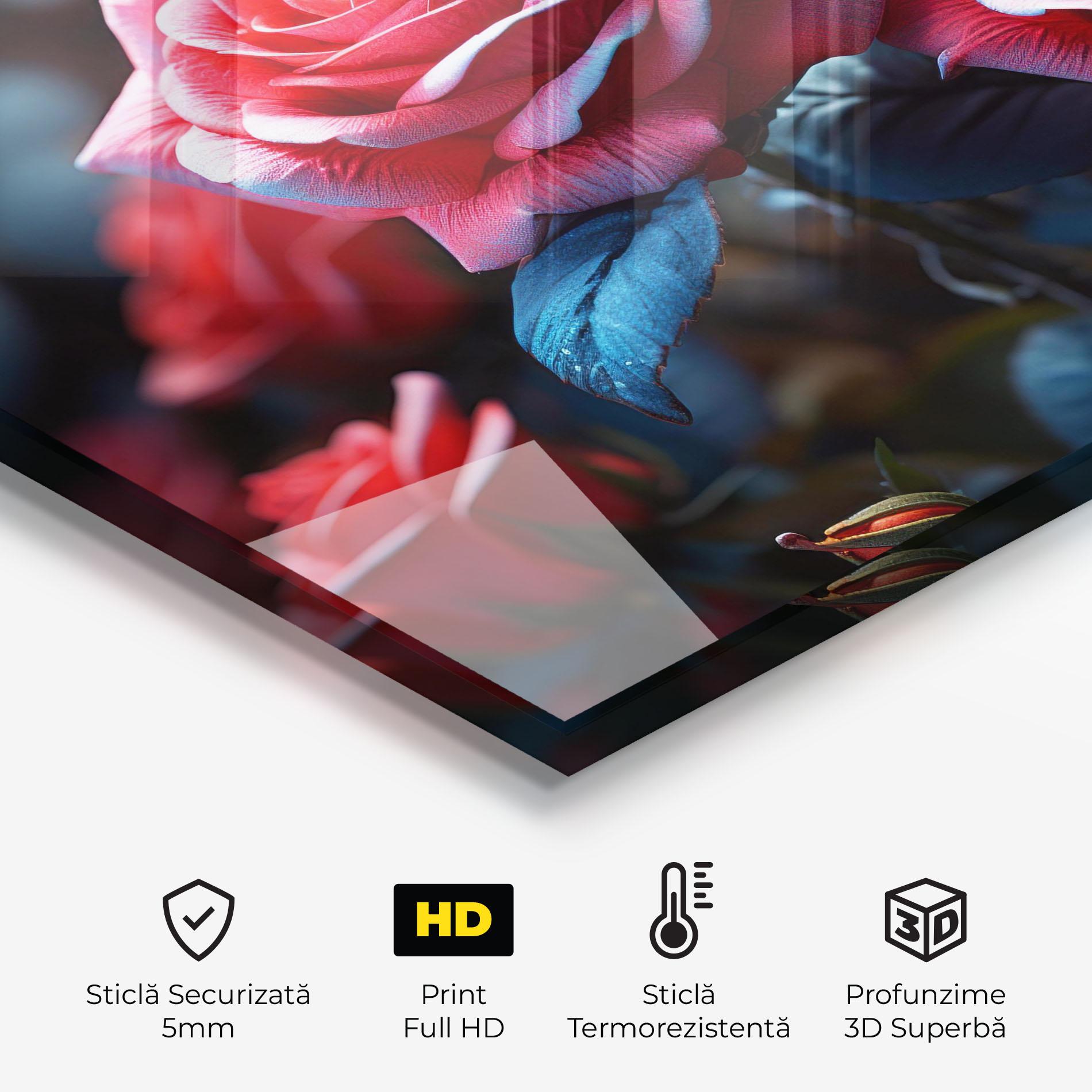 Panou Sticla Bucatarie Dark Pink Rose mockup 2