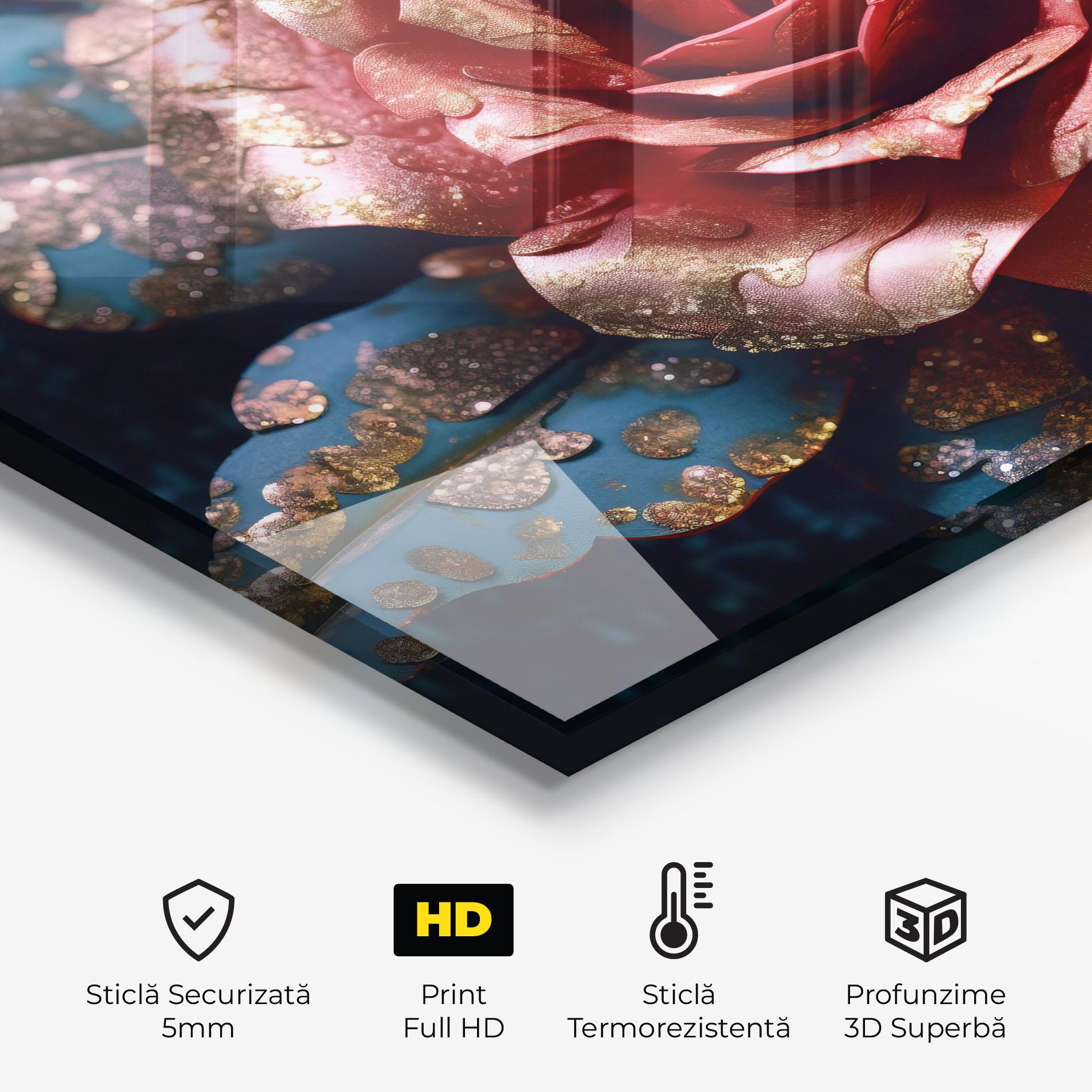 Panou Sticla Bucatarie Exotic Pink Rose mockup 2