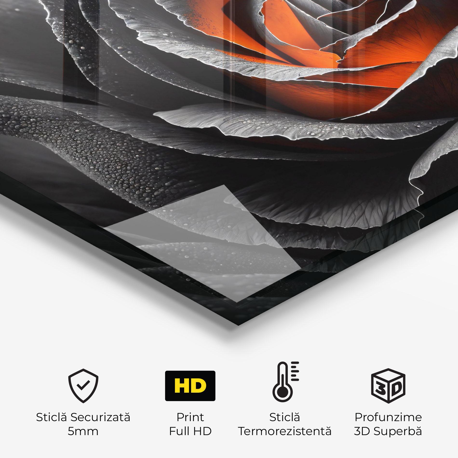 Panou Sticla Bucatarie Grey Orange Rose mockup 2
