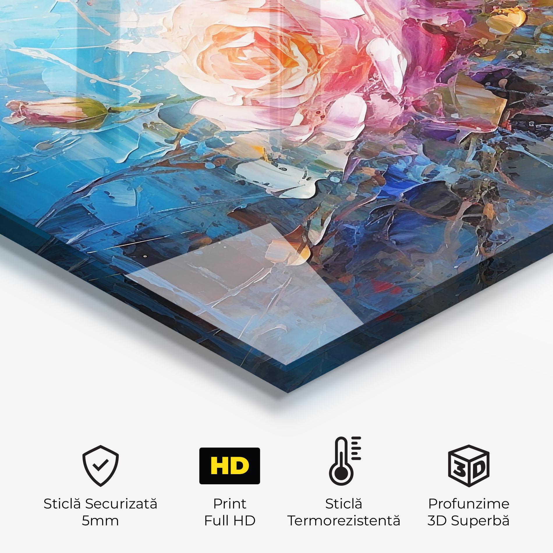 Panou Sticla Bucatarie Light Orange Rose Painting mockup 2