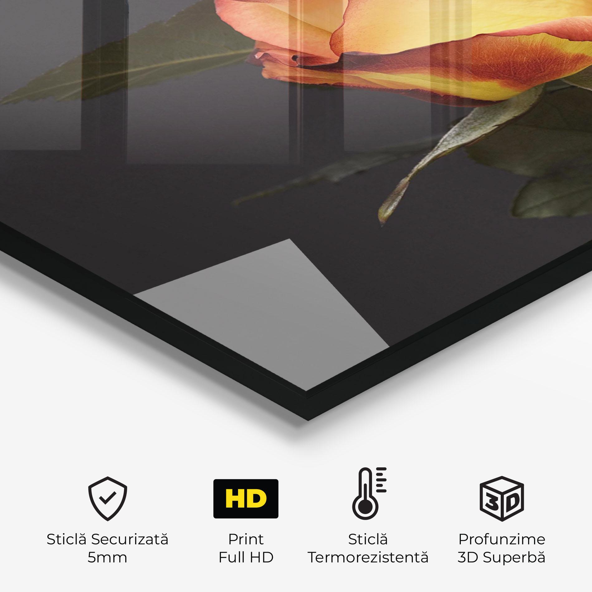 Panou Sticla Bucatarie Orange Rose mockup 2