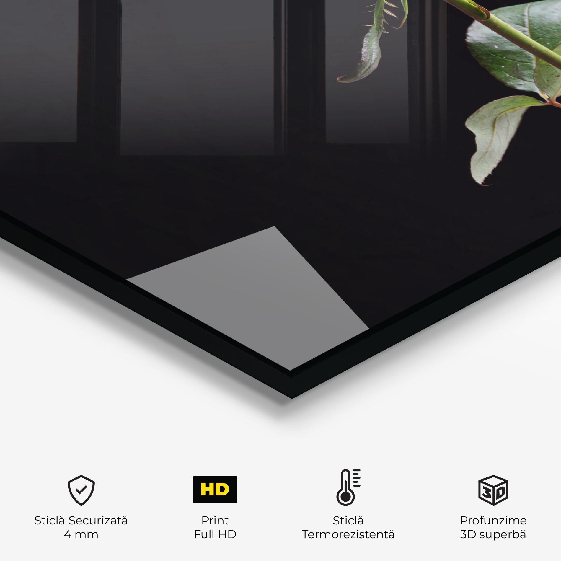 Panou Sticla Bucatarie Beautiful Red Rose mockup 2