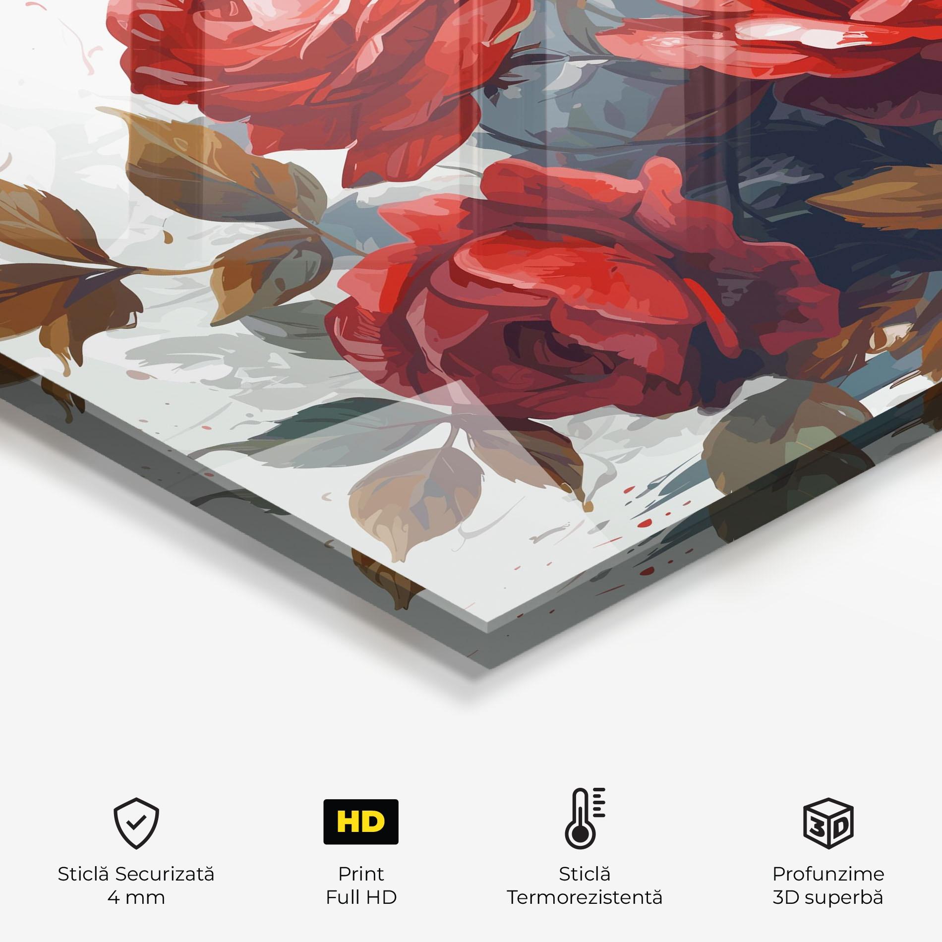 Panou Sticla Bucatarie Beautiful Red Roses mockup 2
