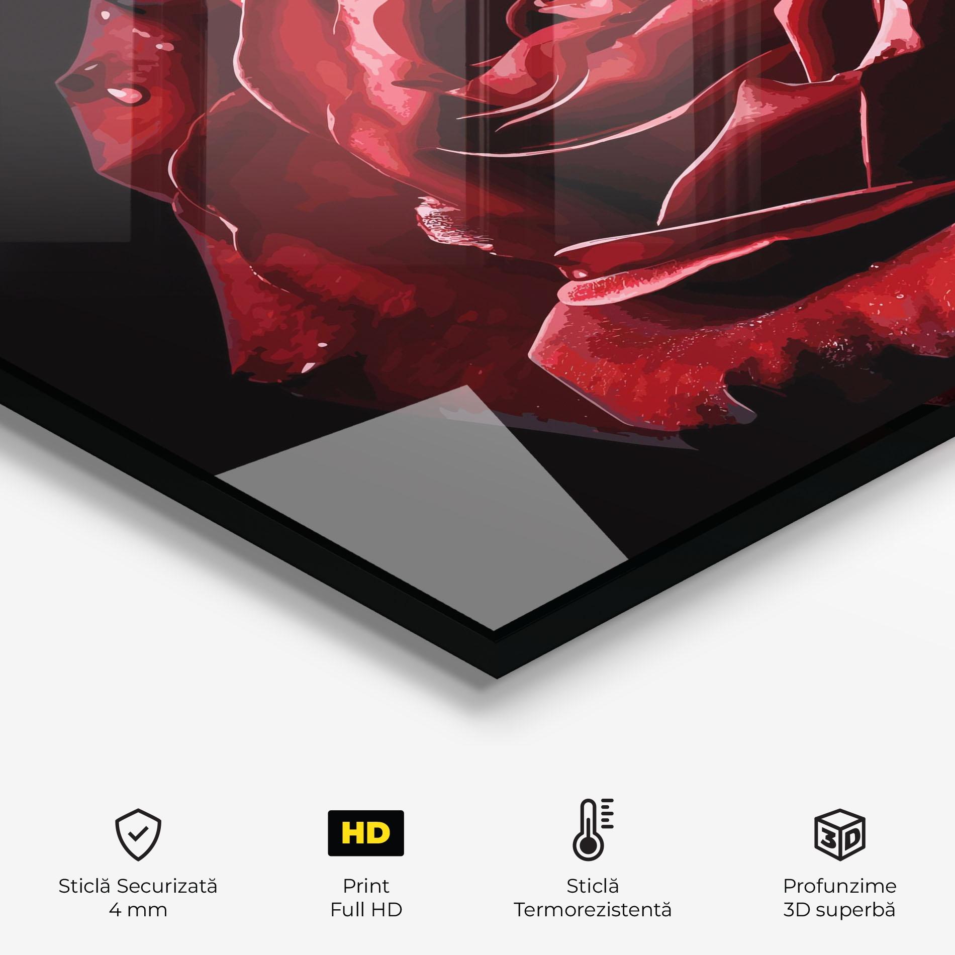Panou Sticla Bucatarie Big Red Rose mockup 2