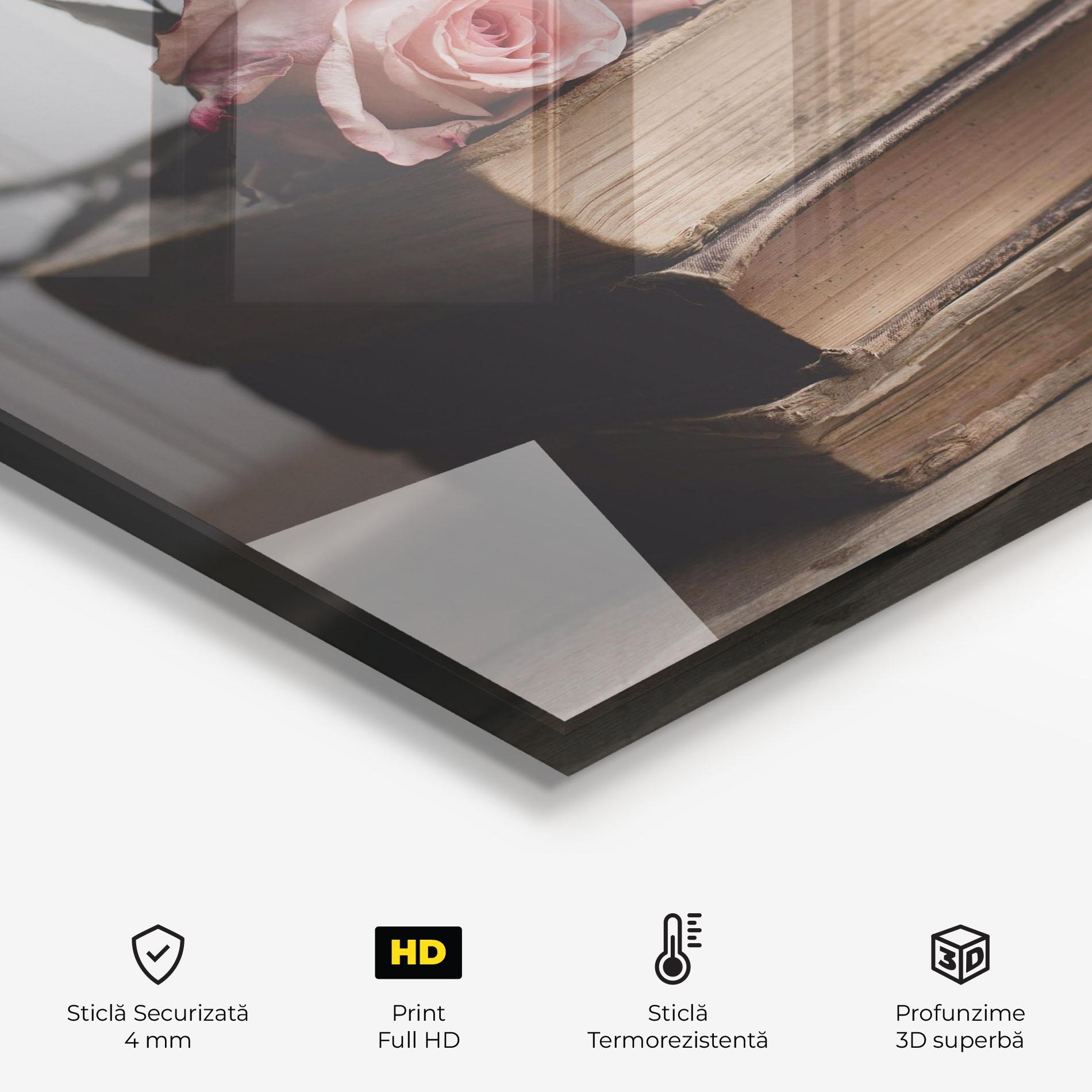 Panou Sticla Bucatarie Books With Roses mockup 2