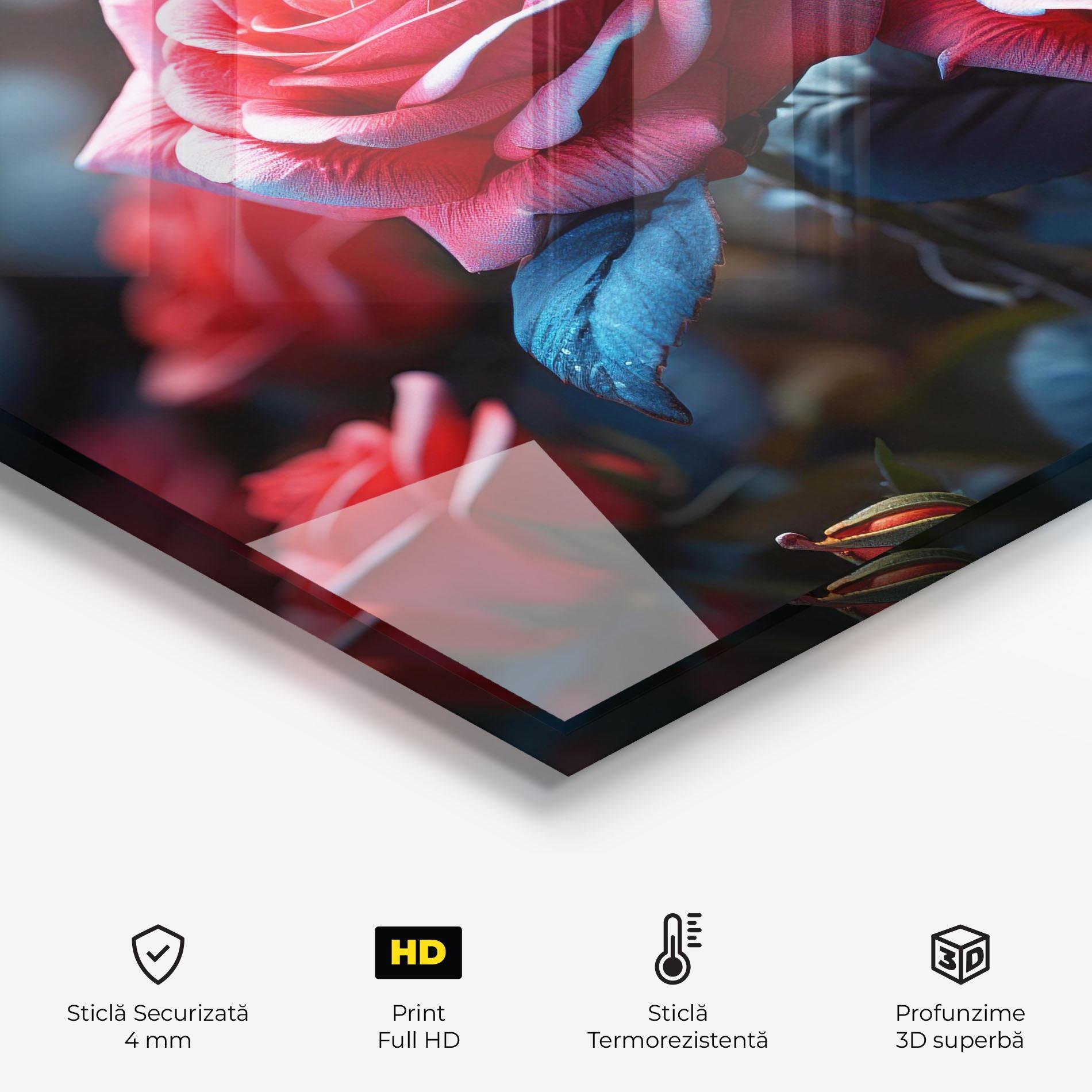 Panou Sticla Bucatarie Dark Pink Rose mockup 2