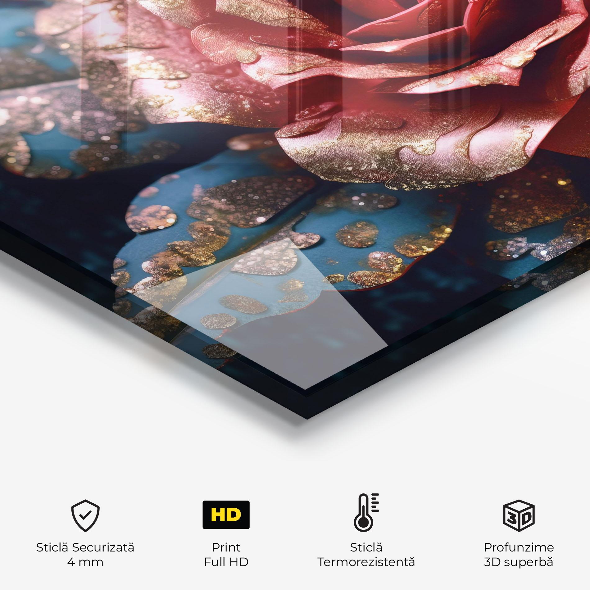 Panou Sticla Bucatarie Exotic Pink Rose mockup 2