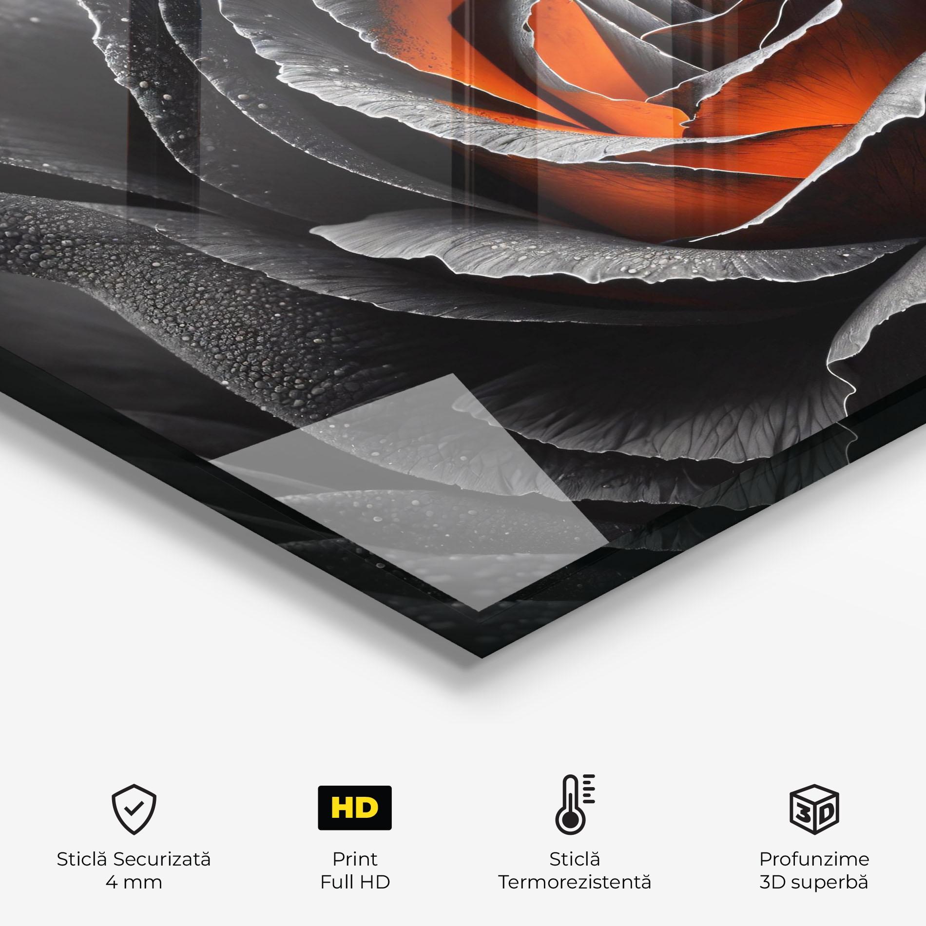 Panou Sticla Bucatarie Grey Orange Rose mockup 2