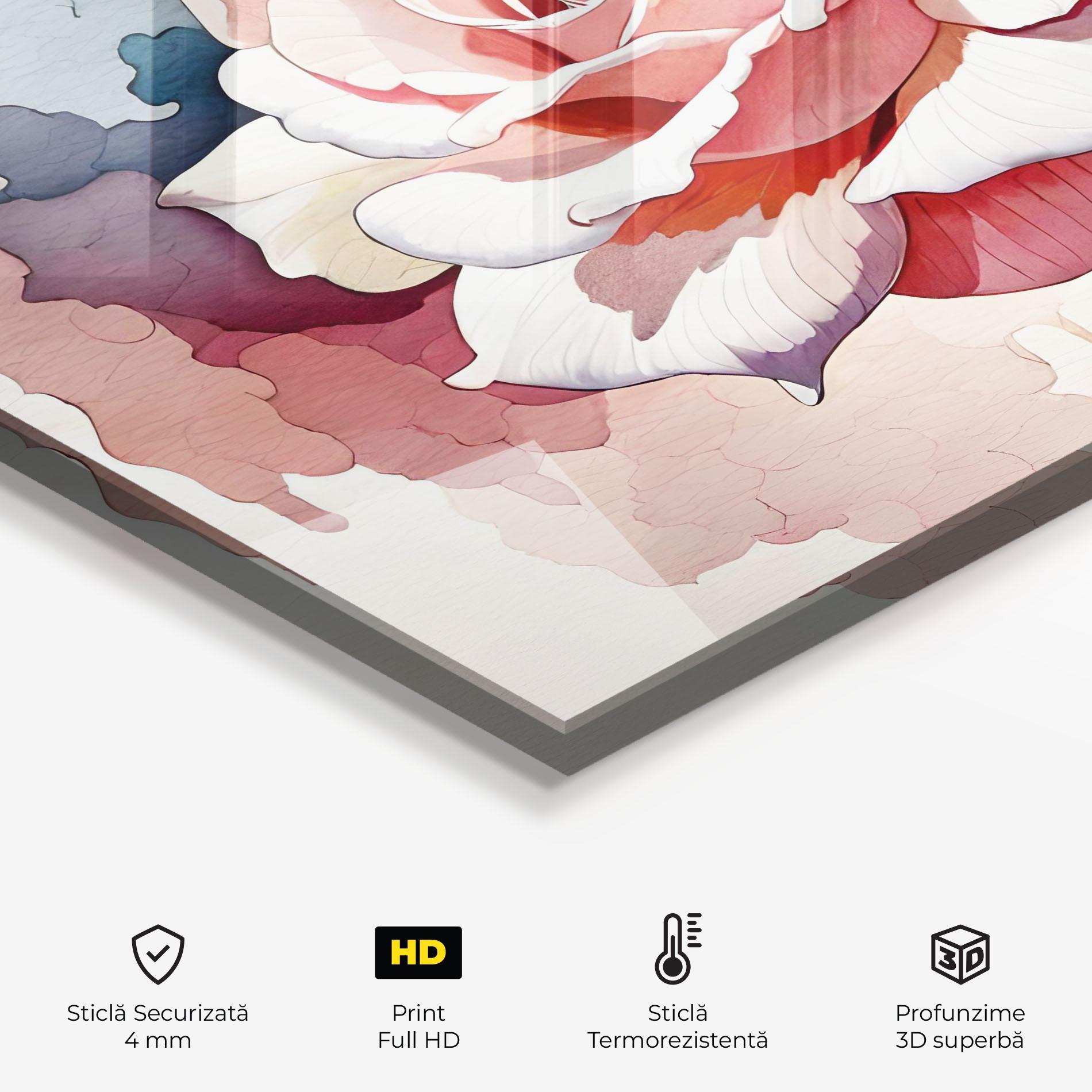 Panou Sticla Bucatarie Light Pink Rose Painting mockup 2