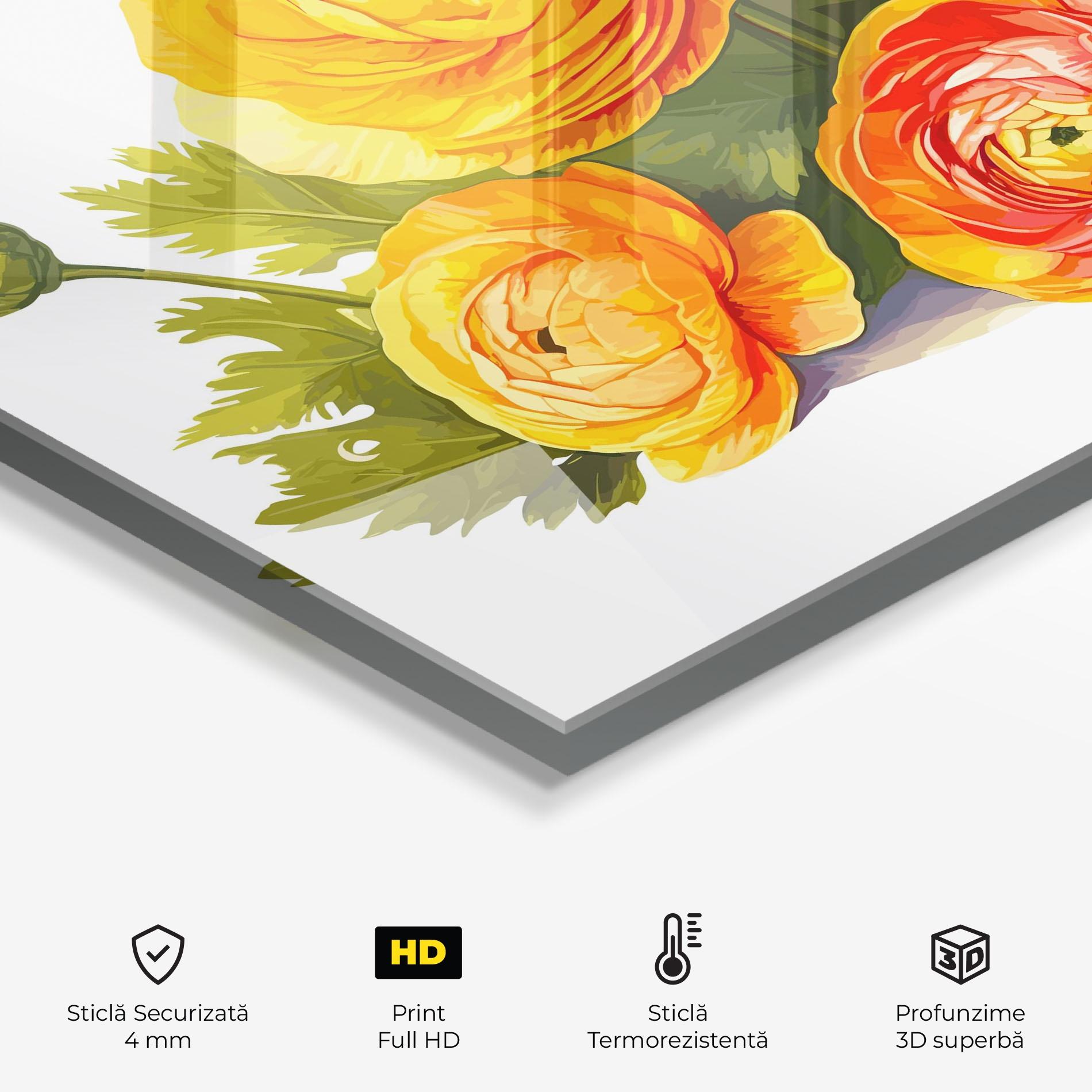 Panou Sticla Bucatarie Orange Roses mockup 2