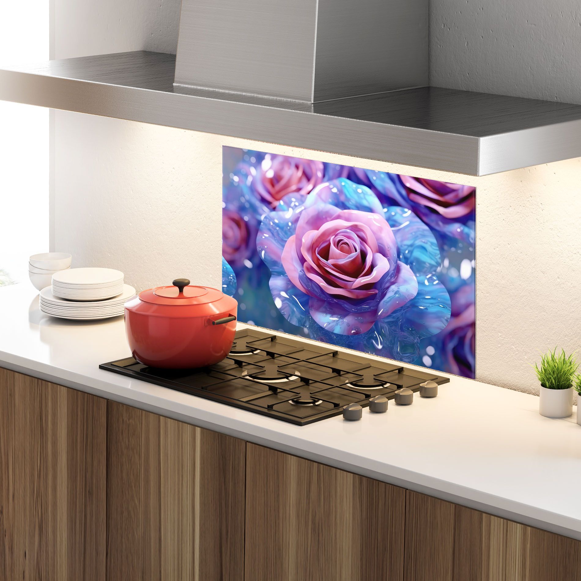 Beautiful Blue Pink Rose mockup 4