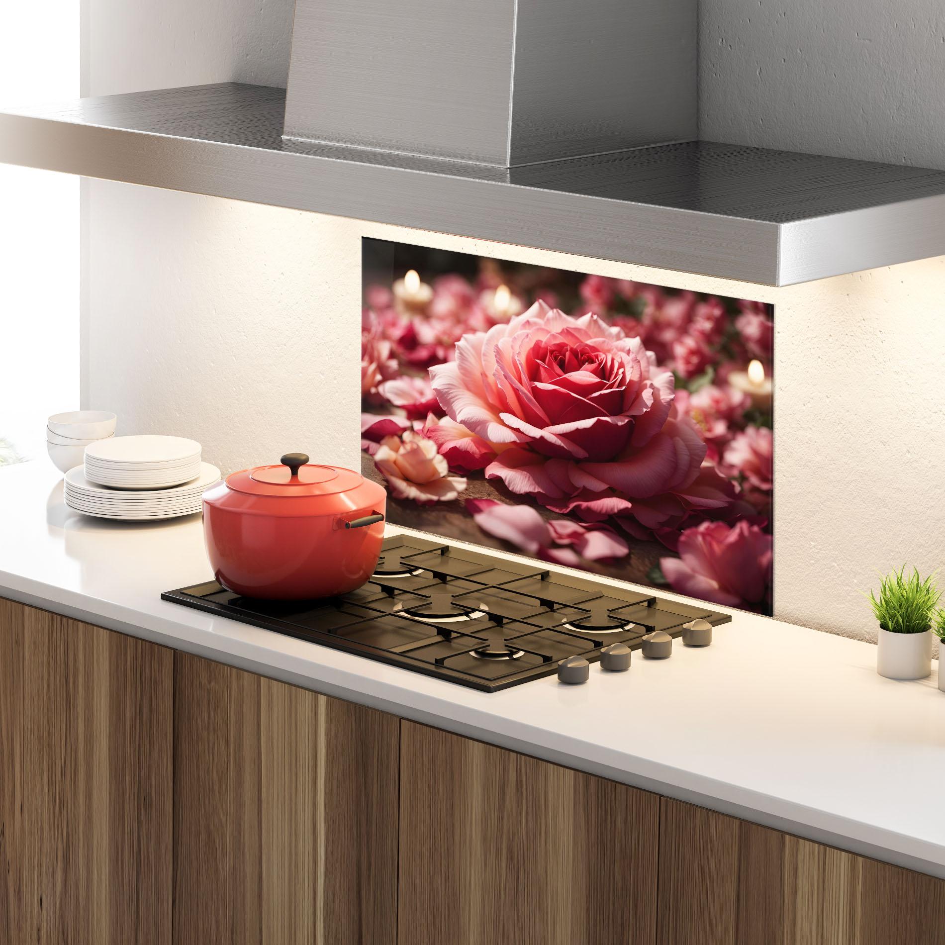Panou Sticla Bucatarie Big Pink Rose mockup 4