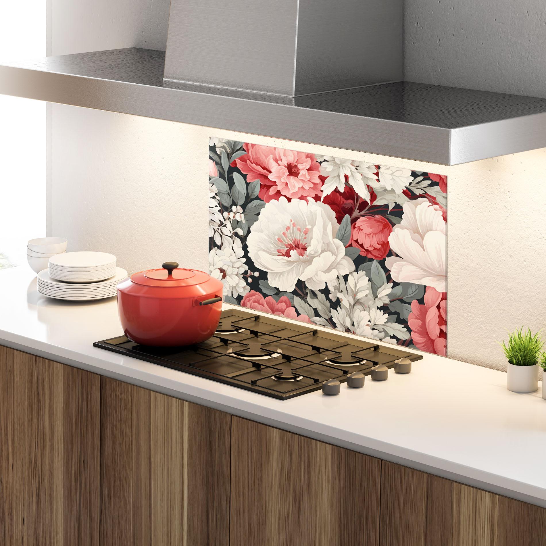 Panou Sticla Bucatarie Cream Pink Rose mockup 4