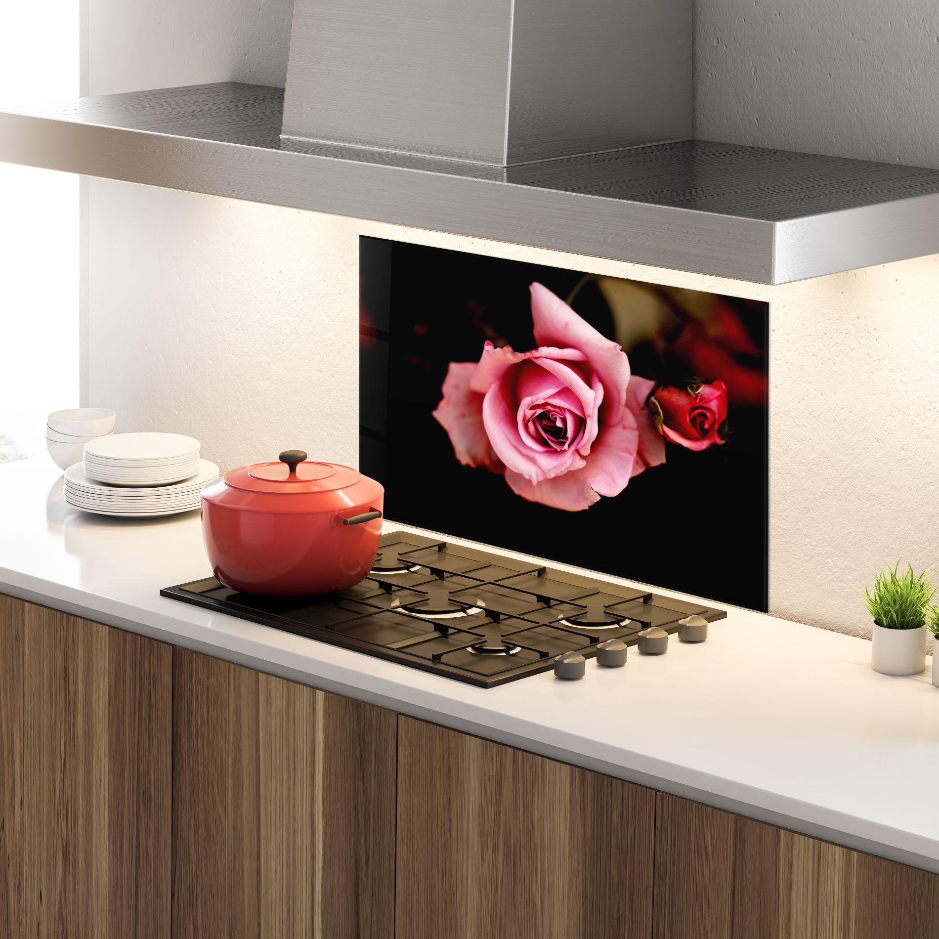 Panou Sticla Bucatarie Opened Pink Rose mockup 4