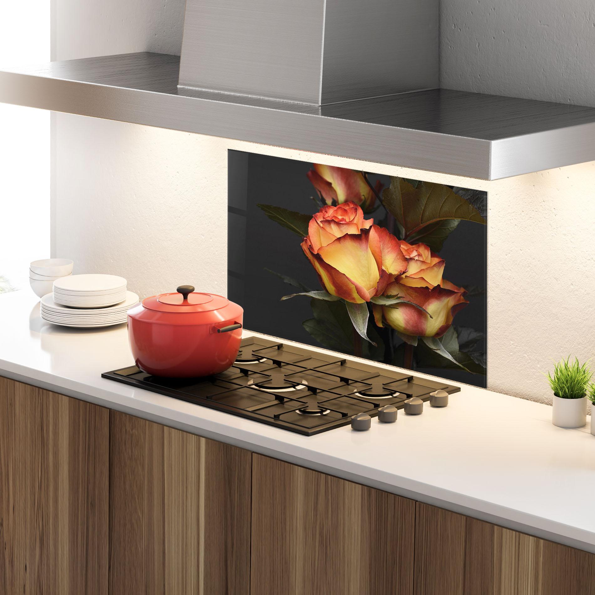 Panou Sticla Bucatarie Orange Rose mockup 4