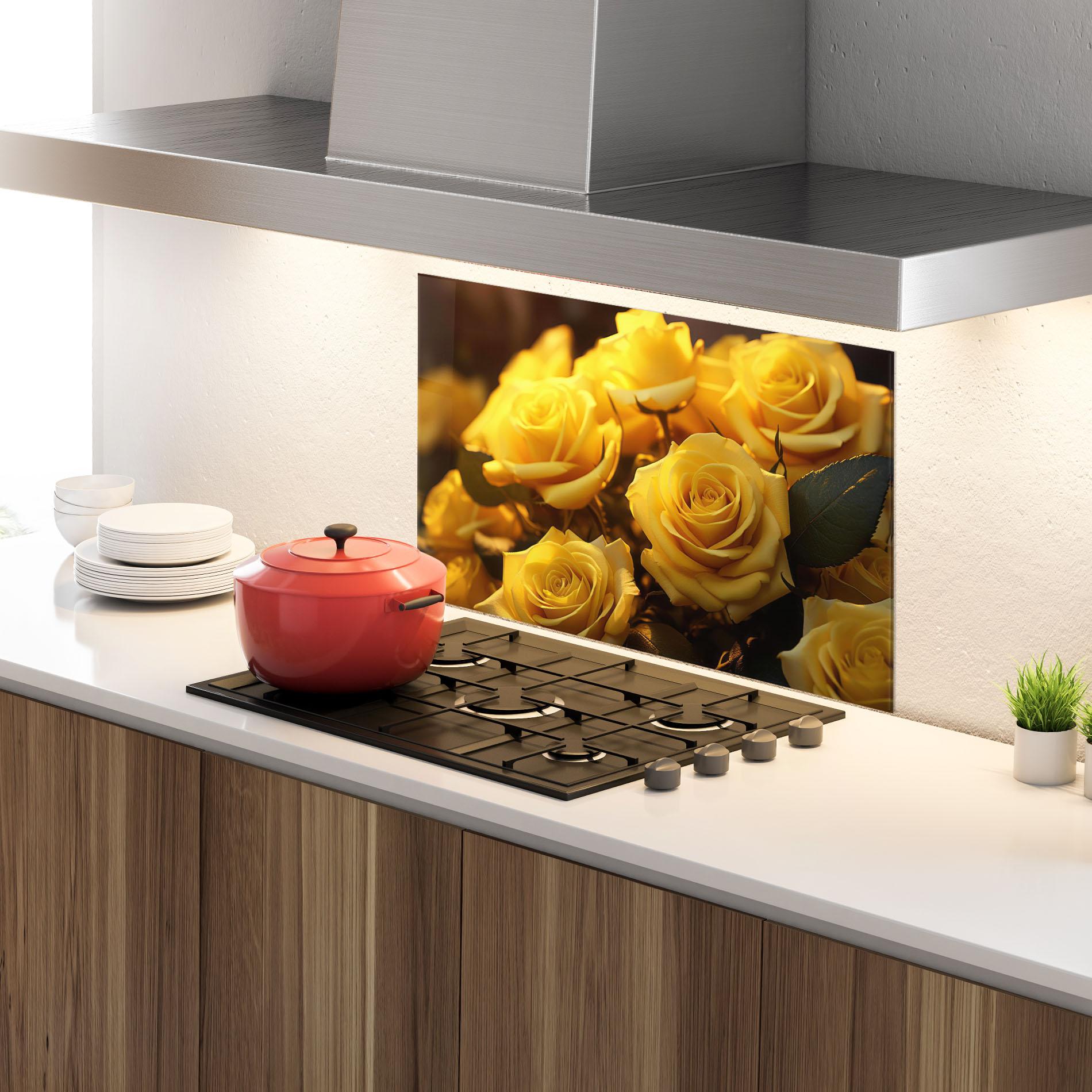 Panou Sticla Bucatarie Yellow Rose mockup 4