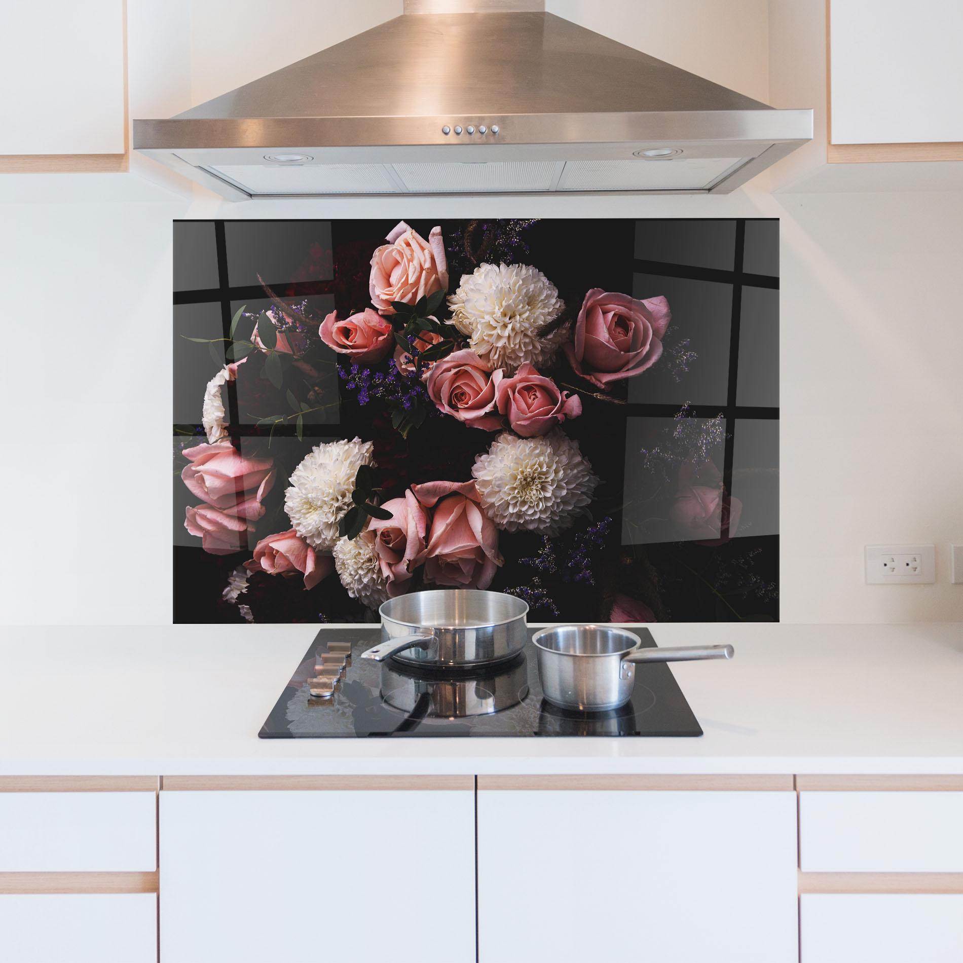 Panou Sticla Bucatarie Buchet De Trandafiri mockup 5
