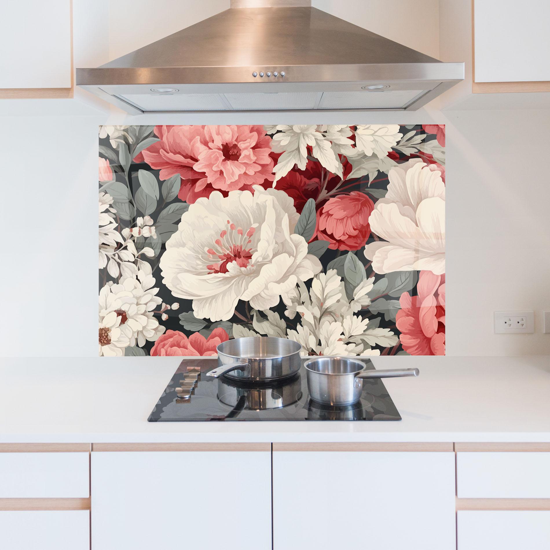 Panou Sticla Bucatarie Cream Pink Rose mockup 5