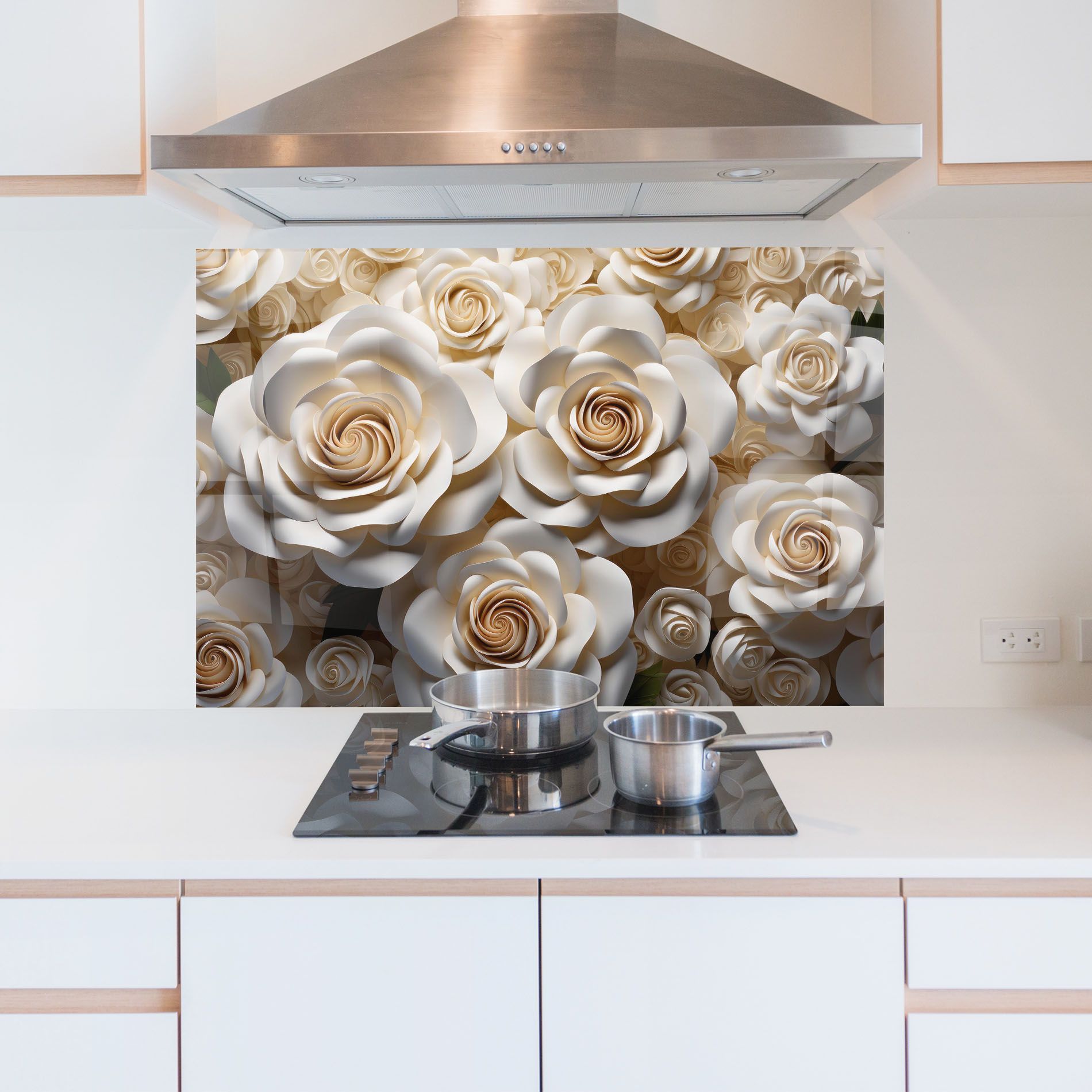 Cream Roses Wall mockup 5