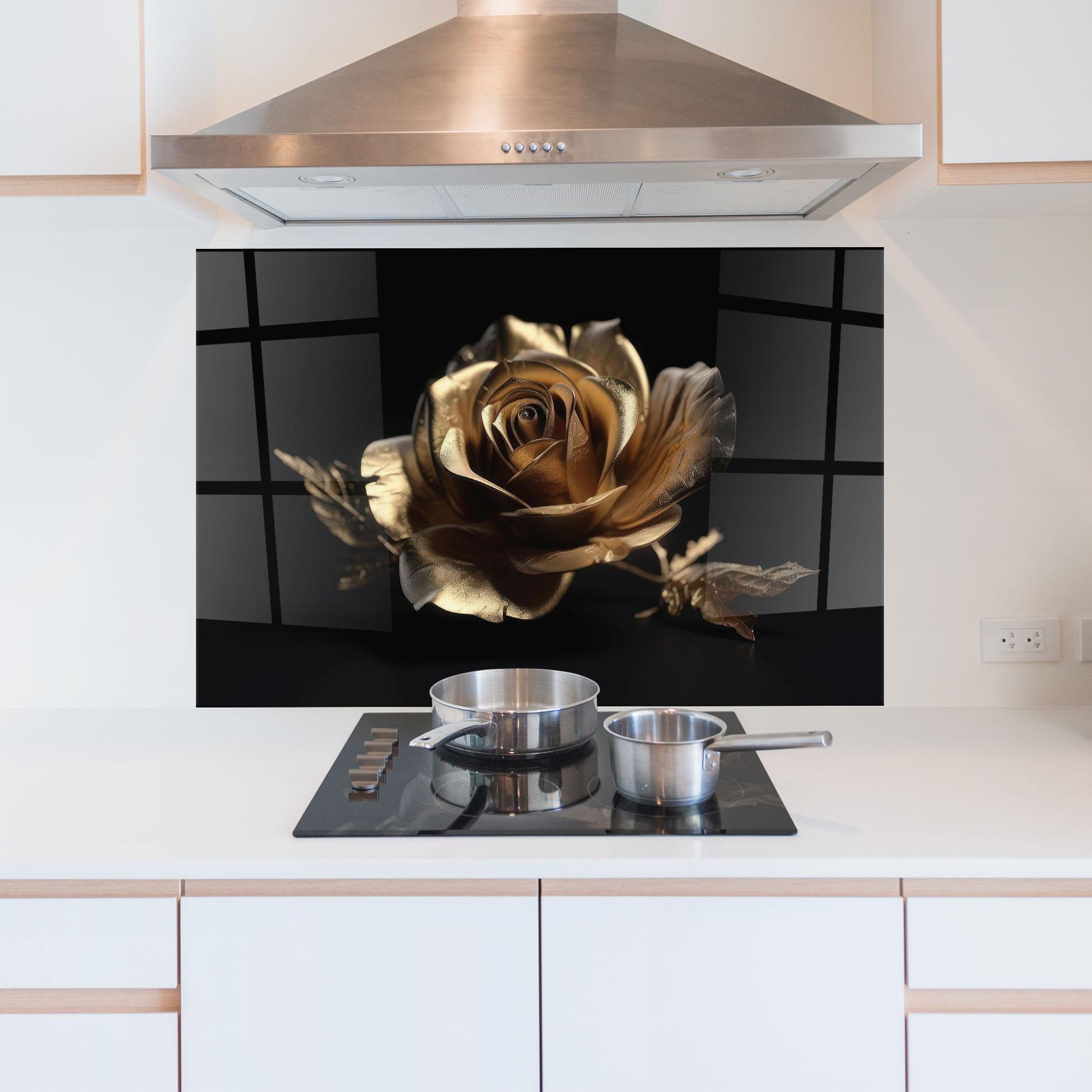 Panou Sticla Bucatarie Gold Rose mockup 5