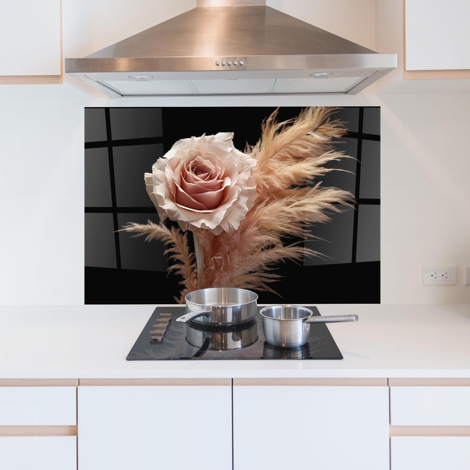 Panou Sticla Bucatarie Light Pink Rose mockup 5