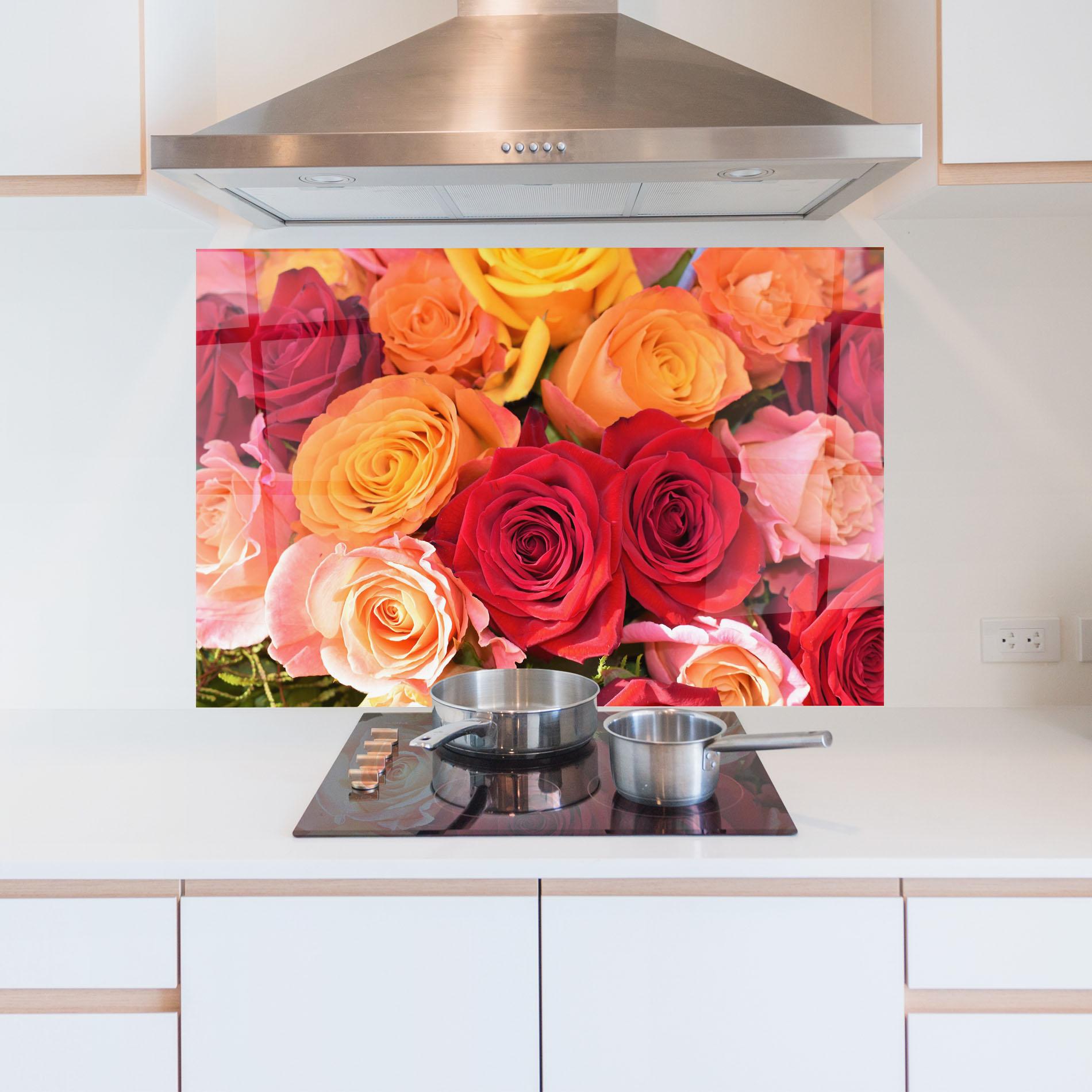 Panou Sticla Bucatarie Mixed Roses mockup 5