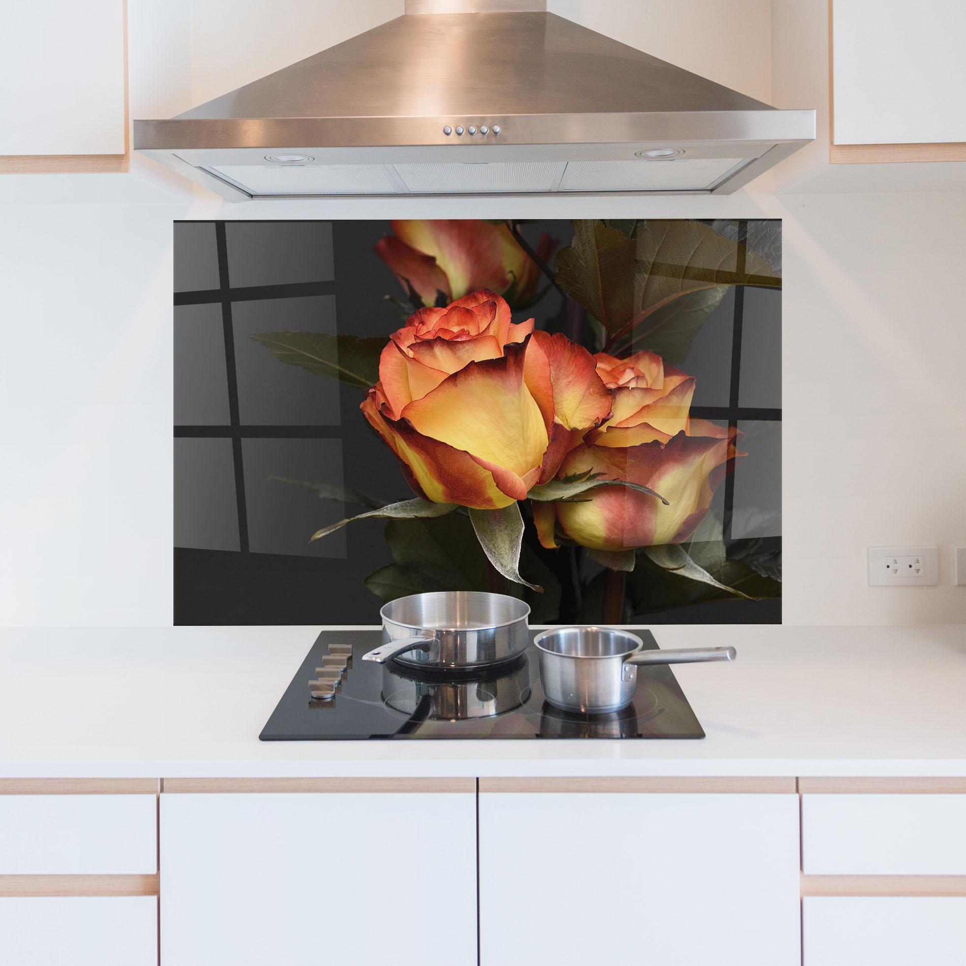 Panou Sticla Bucatarie Orange Rose mockup 5