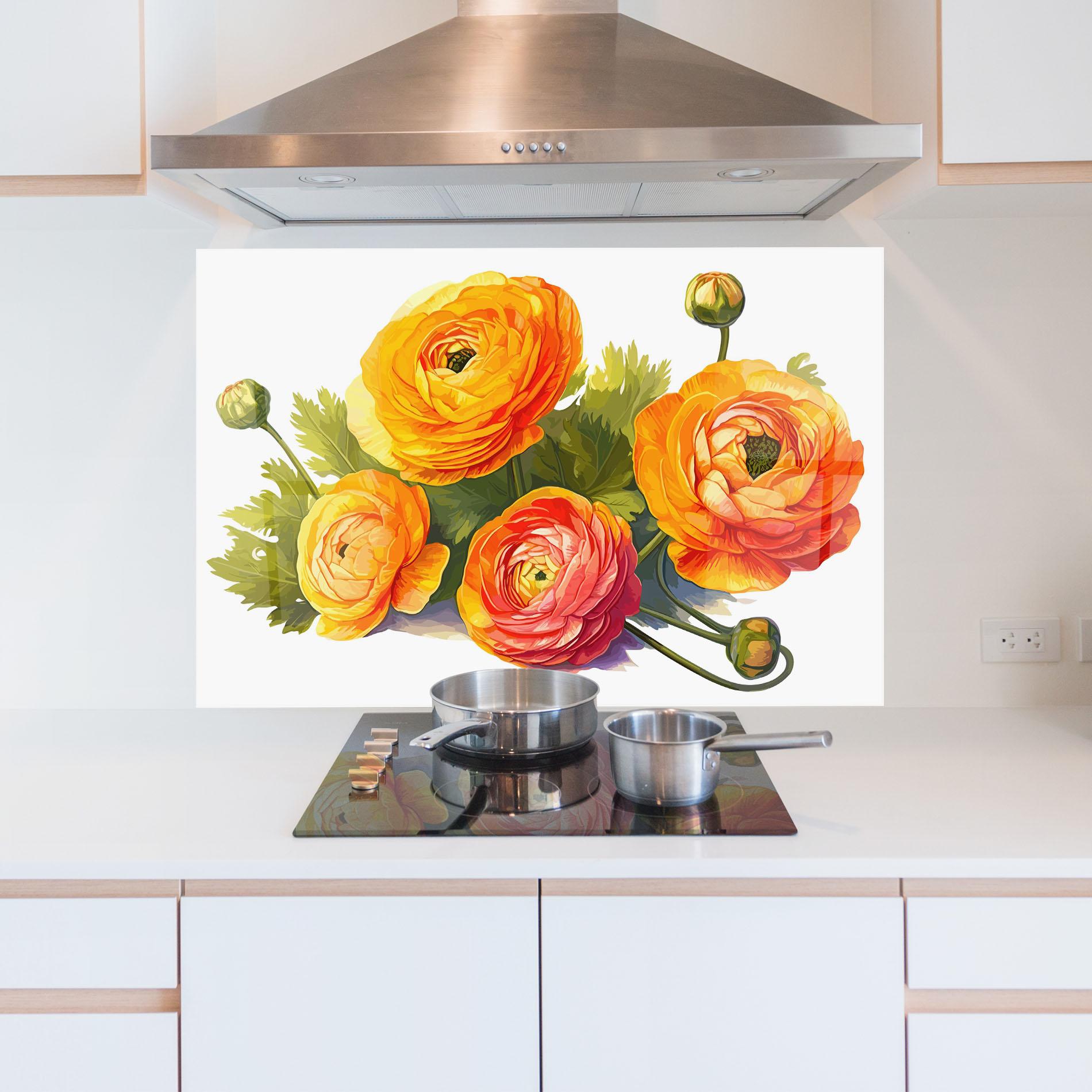 Panou Sticla Bucatarie Orange Roses mockup 5