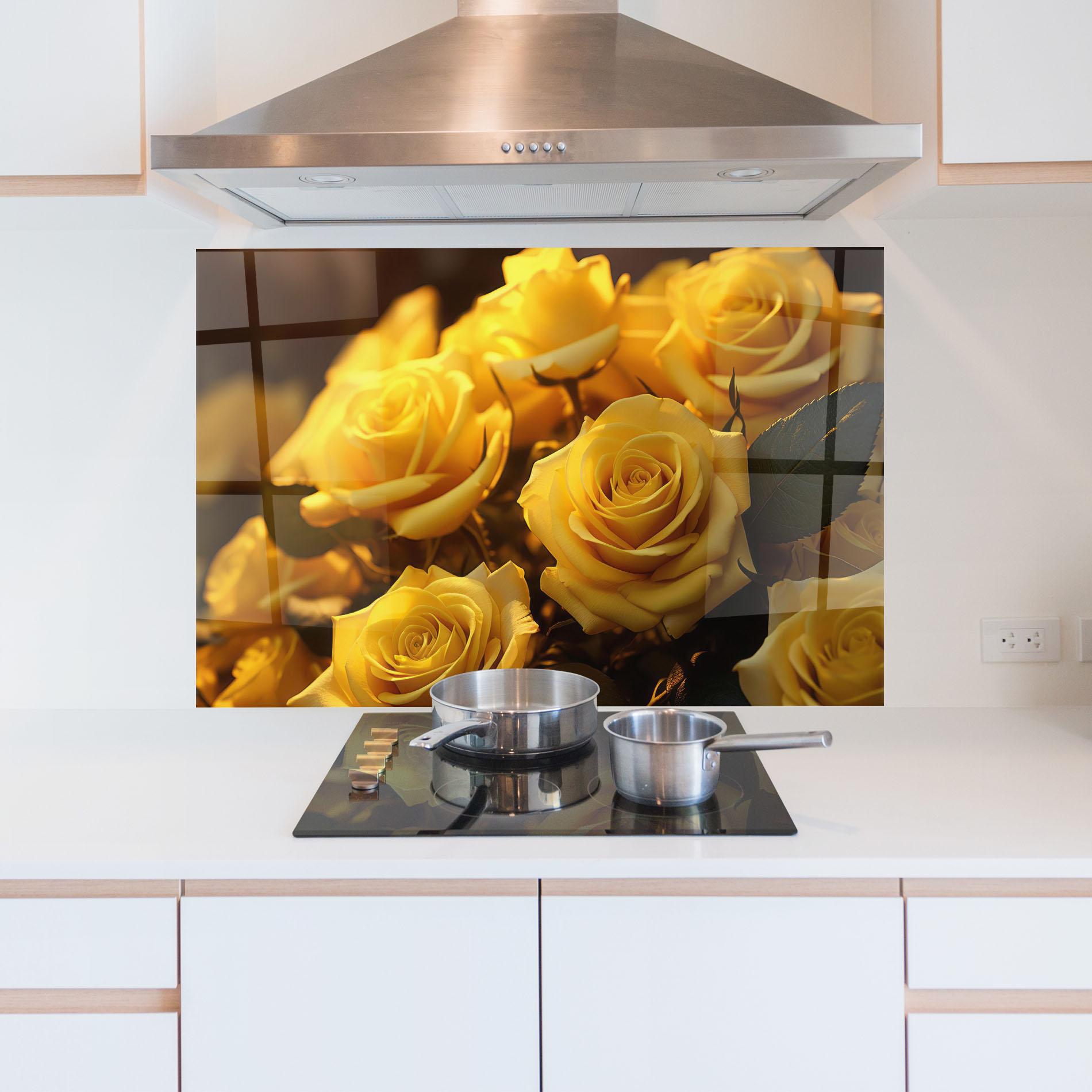 Panou Sticla Bucatarie Yellow Rose mockup 5