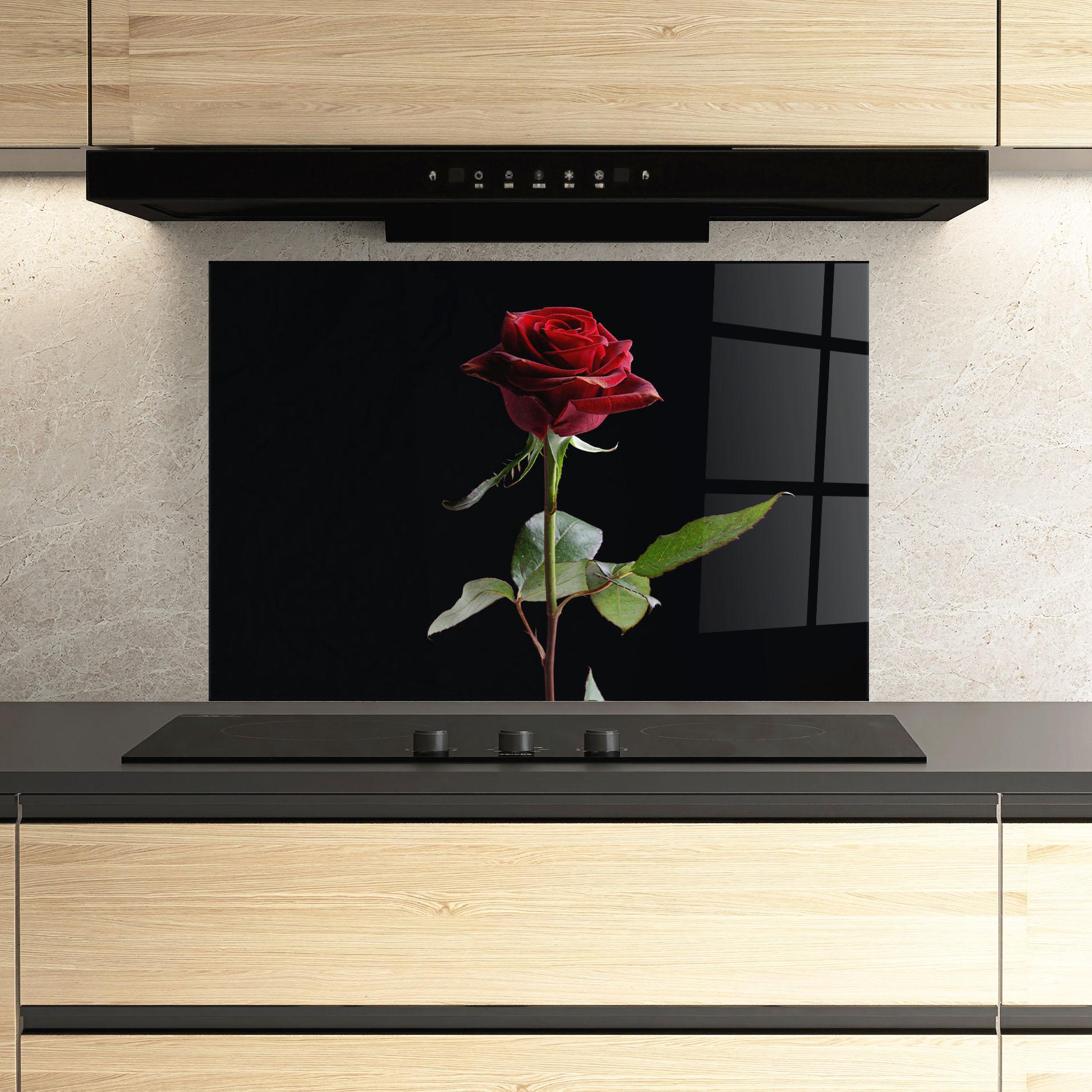 Panou Sticla Bucatarie Beautiful Red Rose mockup 3