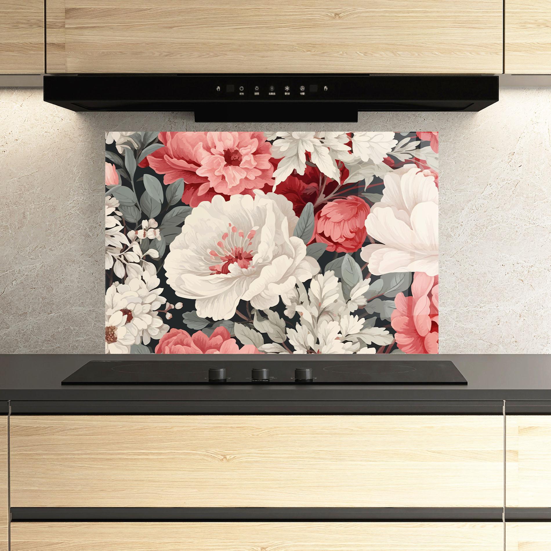 Panou Sticla Bucatarie Cream Pink Rose mockup 3