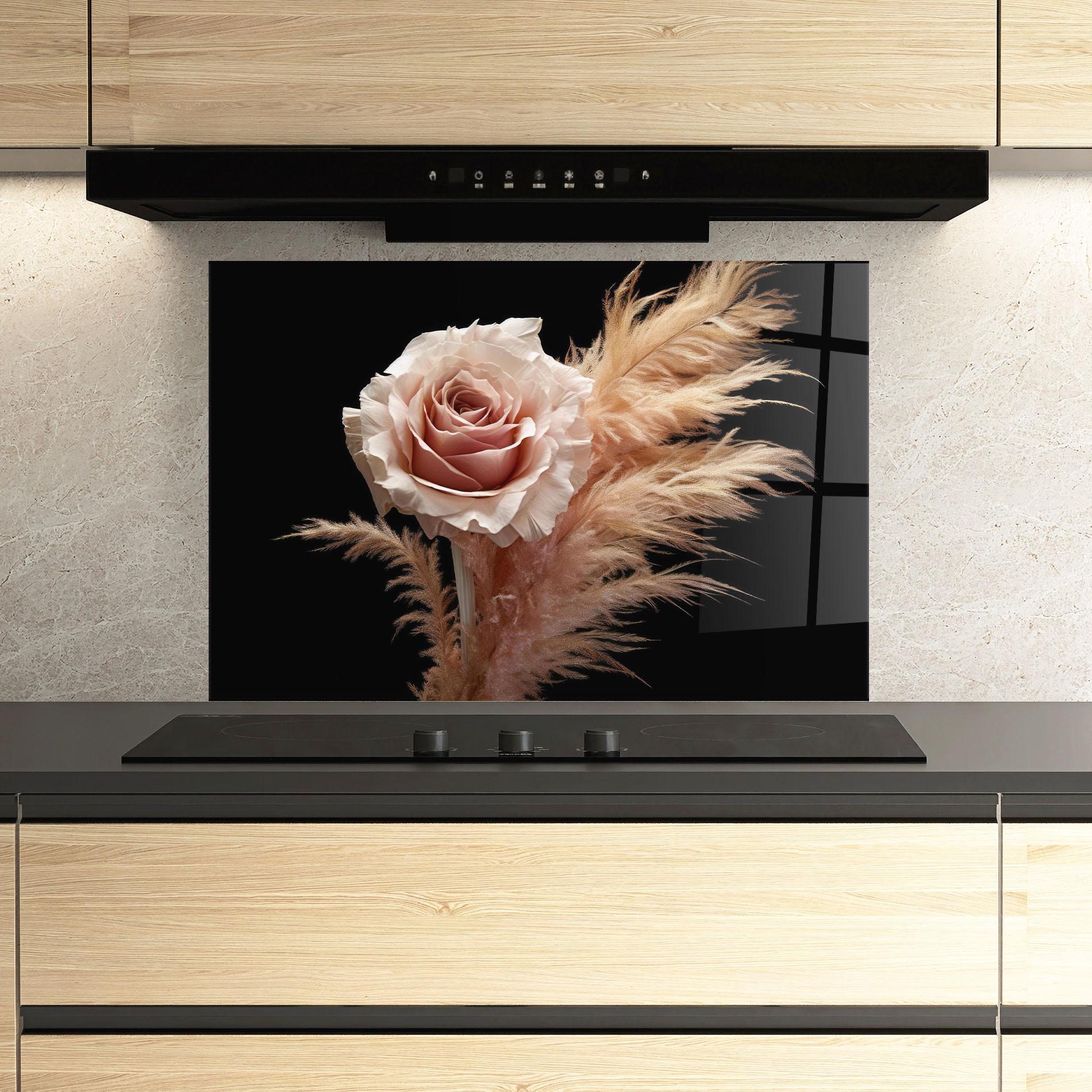 Panou Sticla Bucatarie Light Pink Rose mockup 3