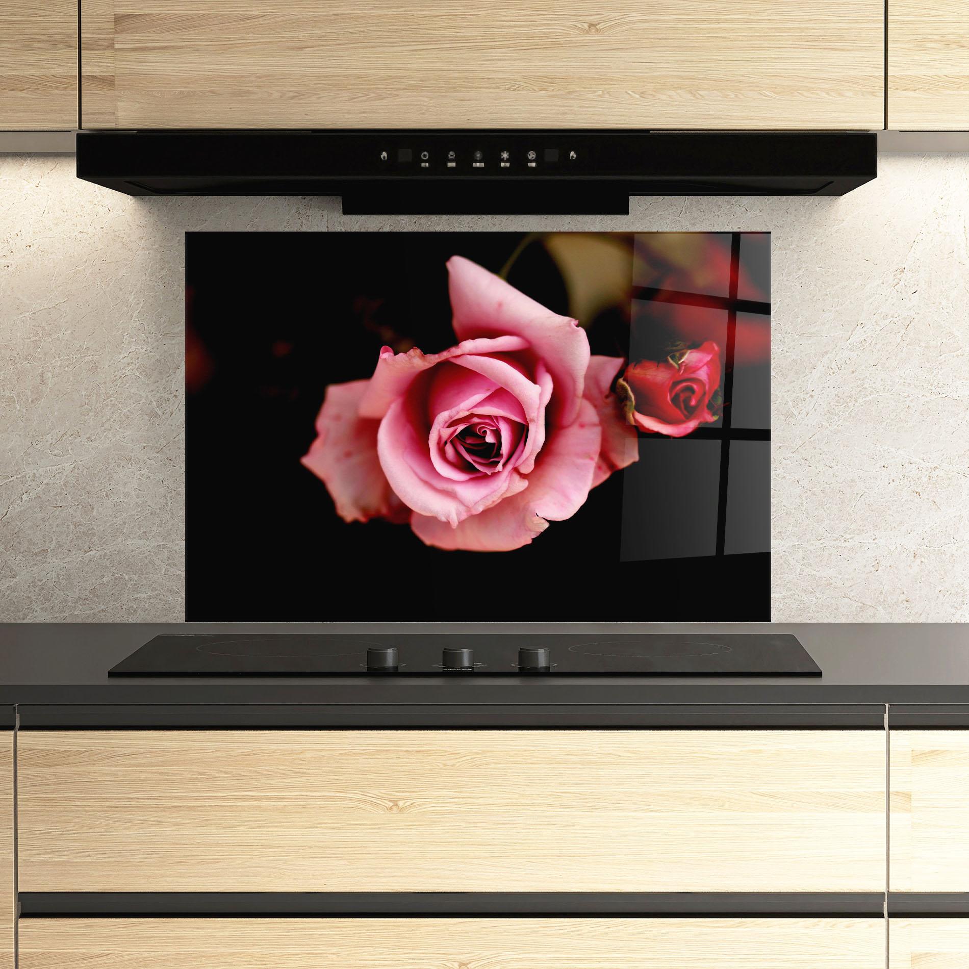 Panou Sticla Bucatarie Opened Pink Rose mockup 3