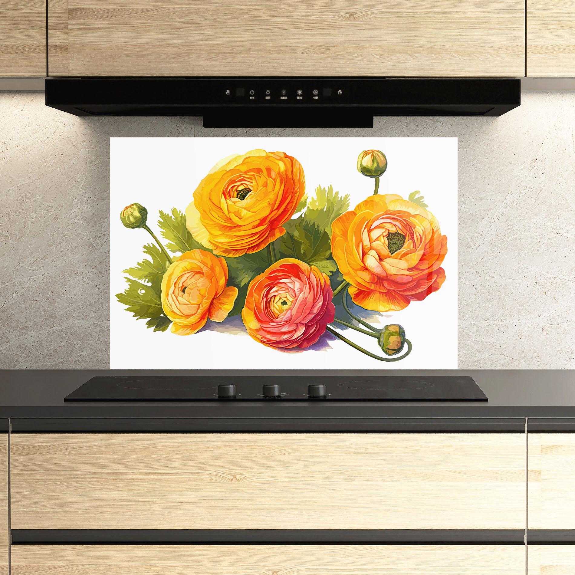 Panou Sticla Bucatarie Orange Roses mockup 3