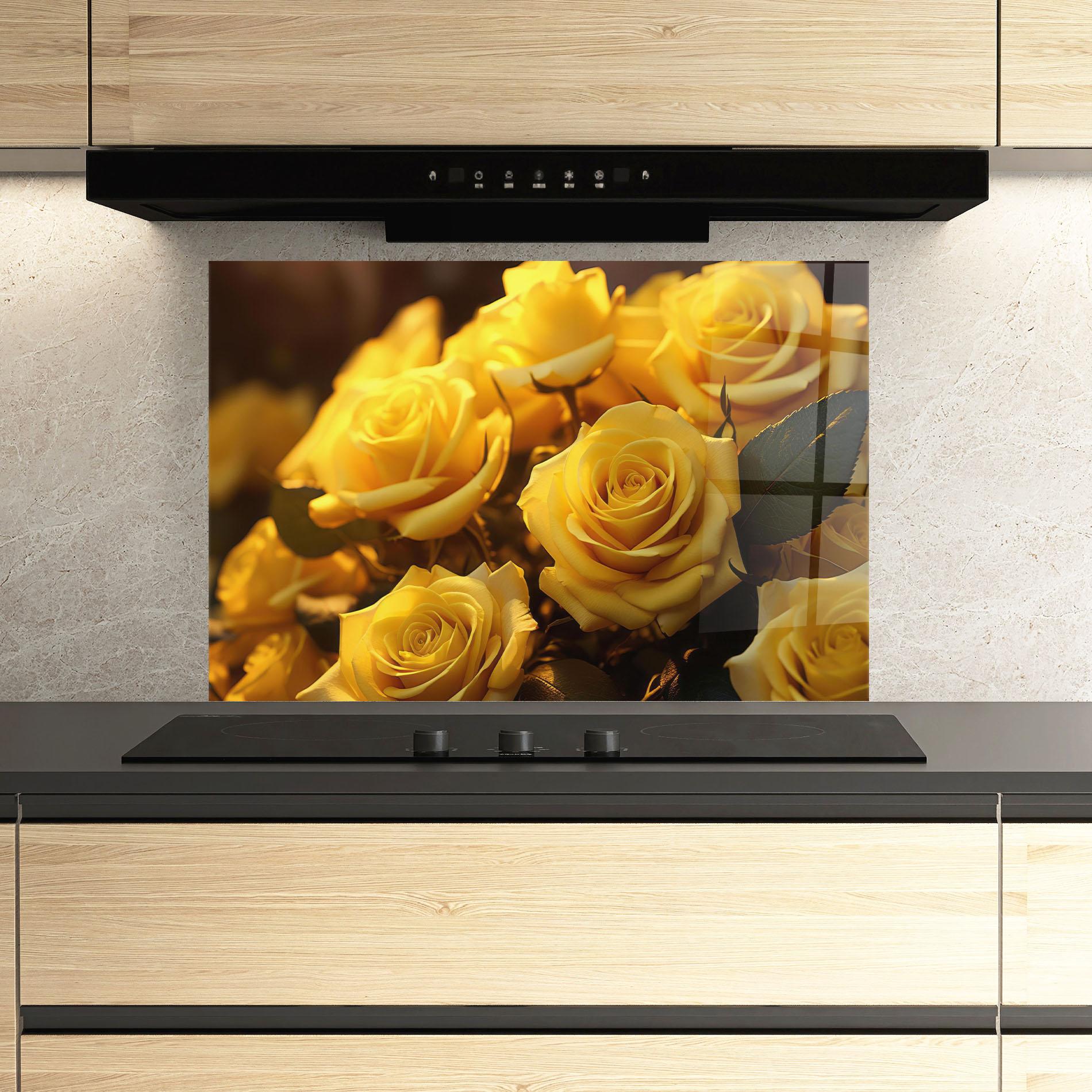 Panou Sticla Bucatarie Yellow Rose mockup 3